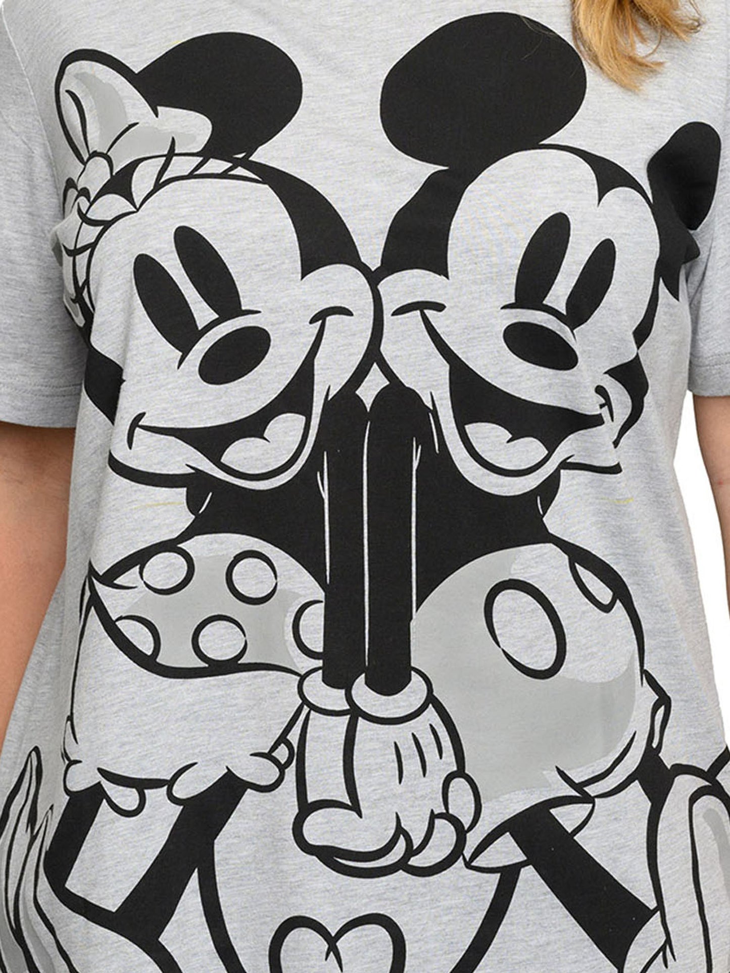 Mickey & Minnie Mouse T-Shirt Gray Back To Back Women's Plus Size Disney