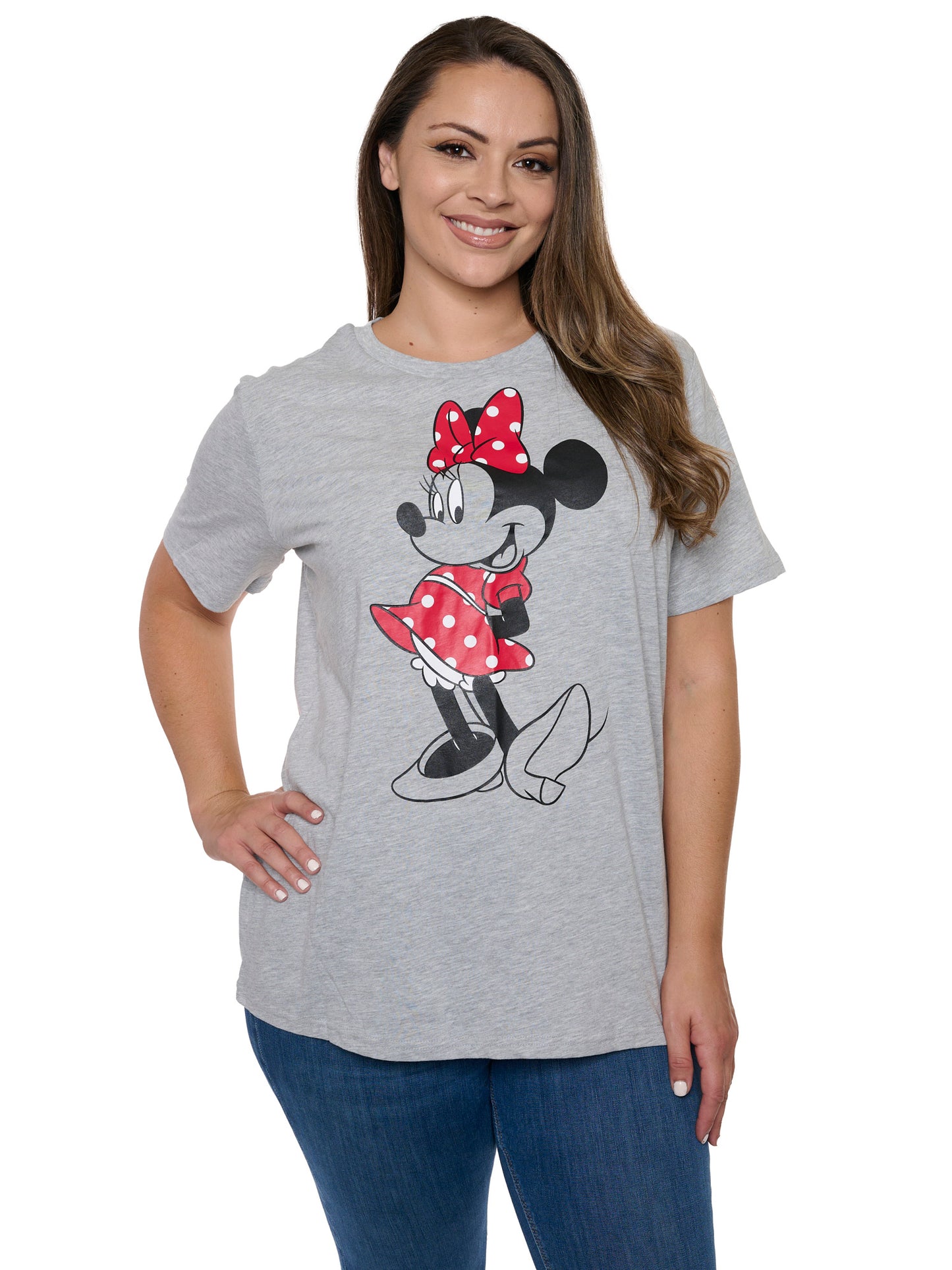 Women's Plus Minnie Mouse Gray T-Shirt & Pants 2-Piece Pajama Set Sleepwear