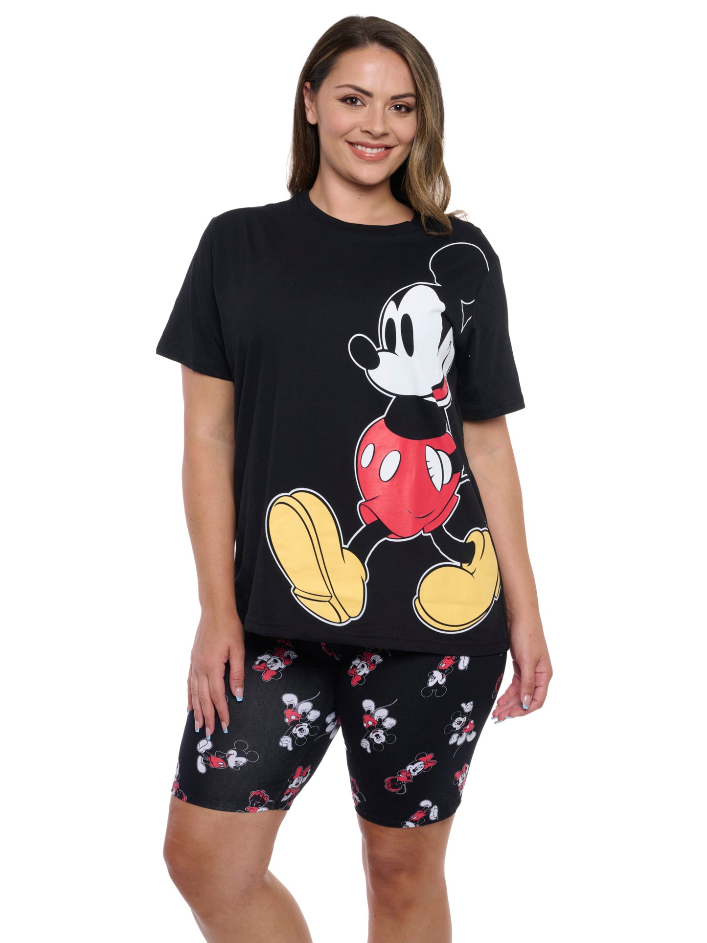 Women's Plus Mickey Mouse T-Shirt & Bike Shorts 2-Piece Set Disney