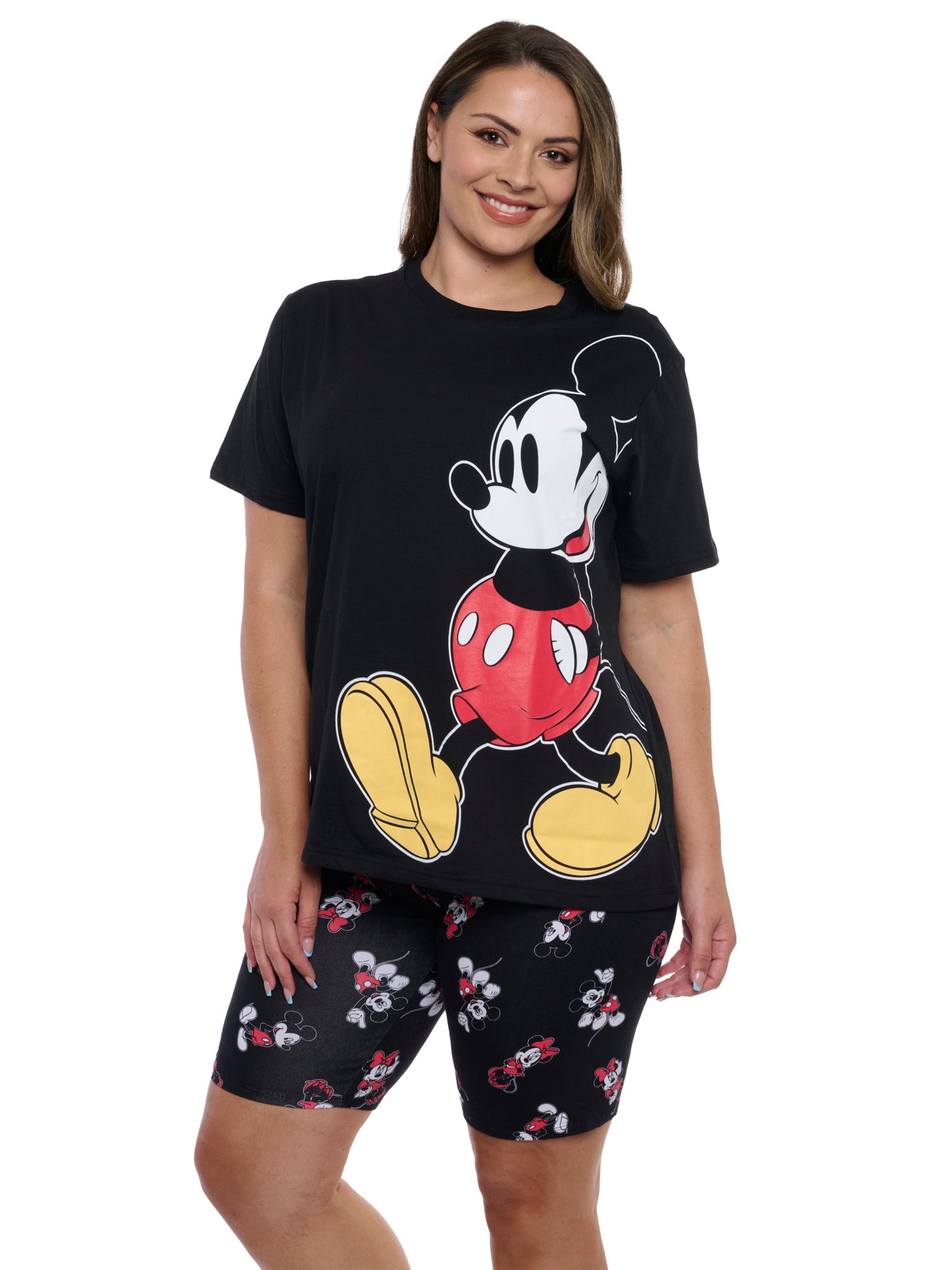 Women's Plus Mickey Mouse T-Shirt & Bike Shorts 2-Piece Set Disney