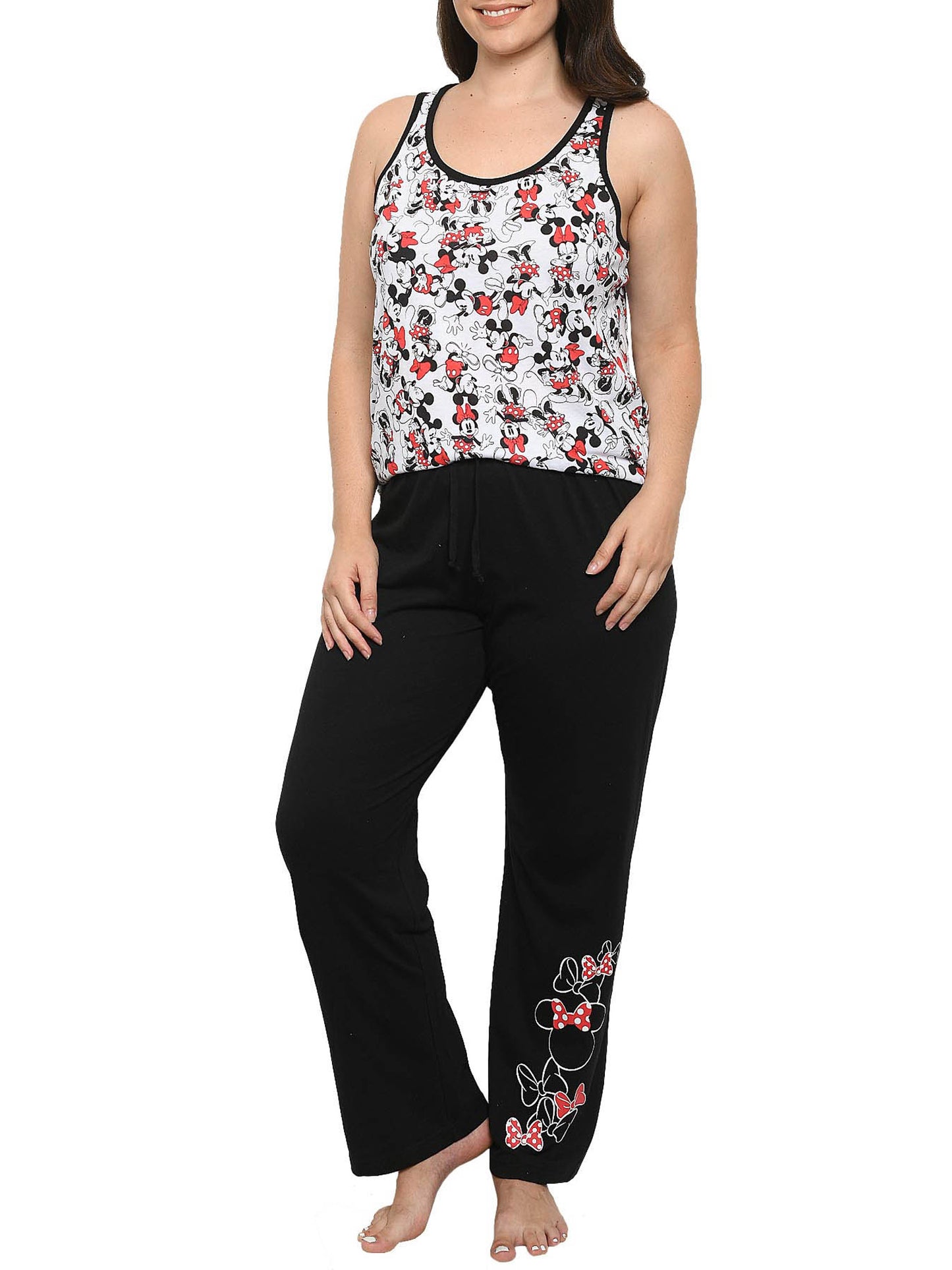 Disney Womens Plus Size Minnie Mouse All-Over Tank Top Pajama Lounge Wear Set
