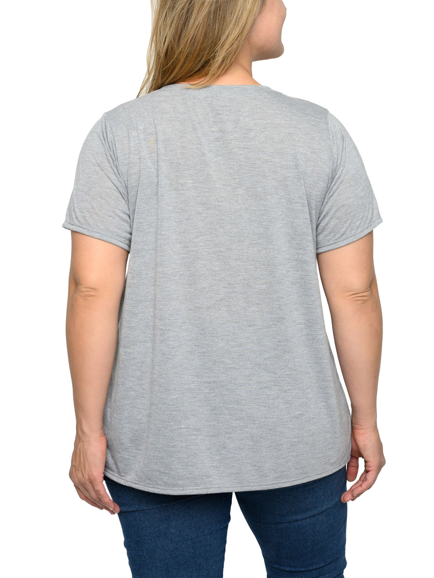 Mickey Mouse V-Neck T-Shirt Women's Plus Size Retro Vintage Gray