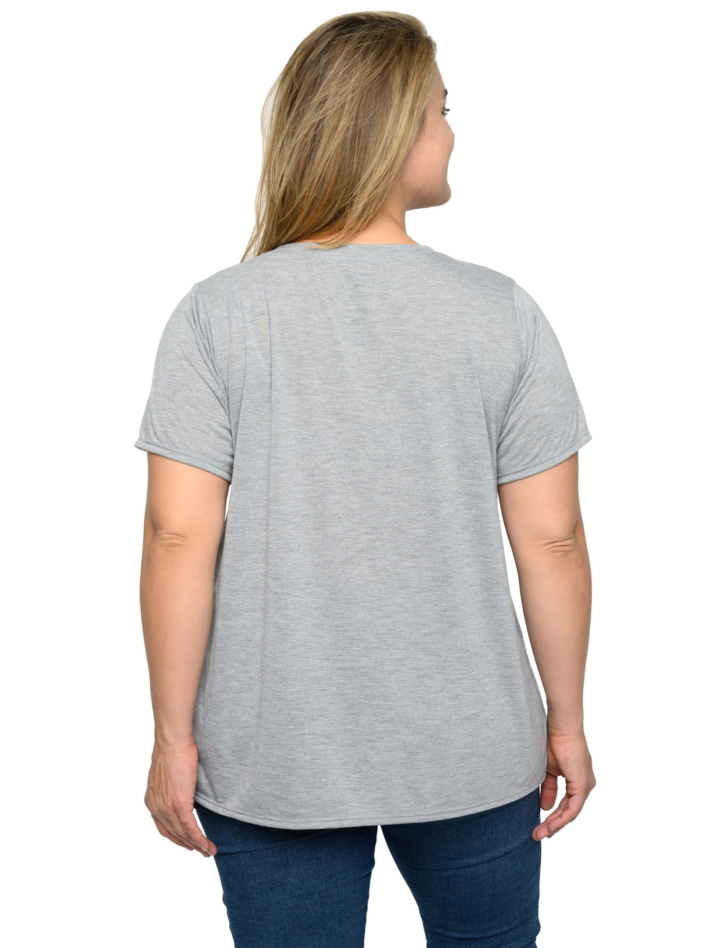 Mickey Mouse V-Neck T-Shirt Women's Plus Size Retro Vintage Gray