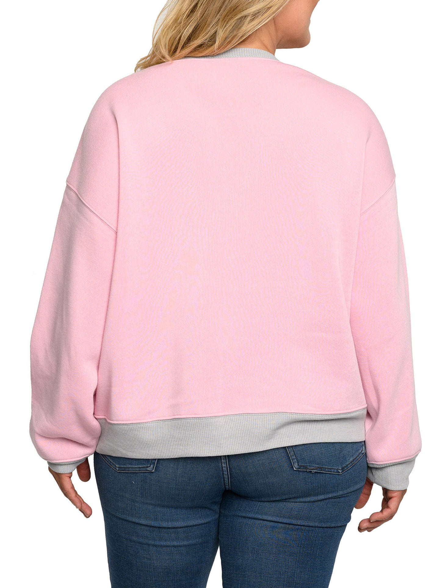 Womens Plus Size Mickey Mouse Fleece Long Sleeve Sweatshirt Pink (Size 4X)
