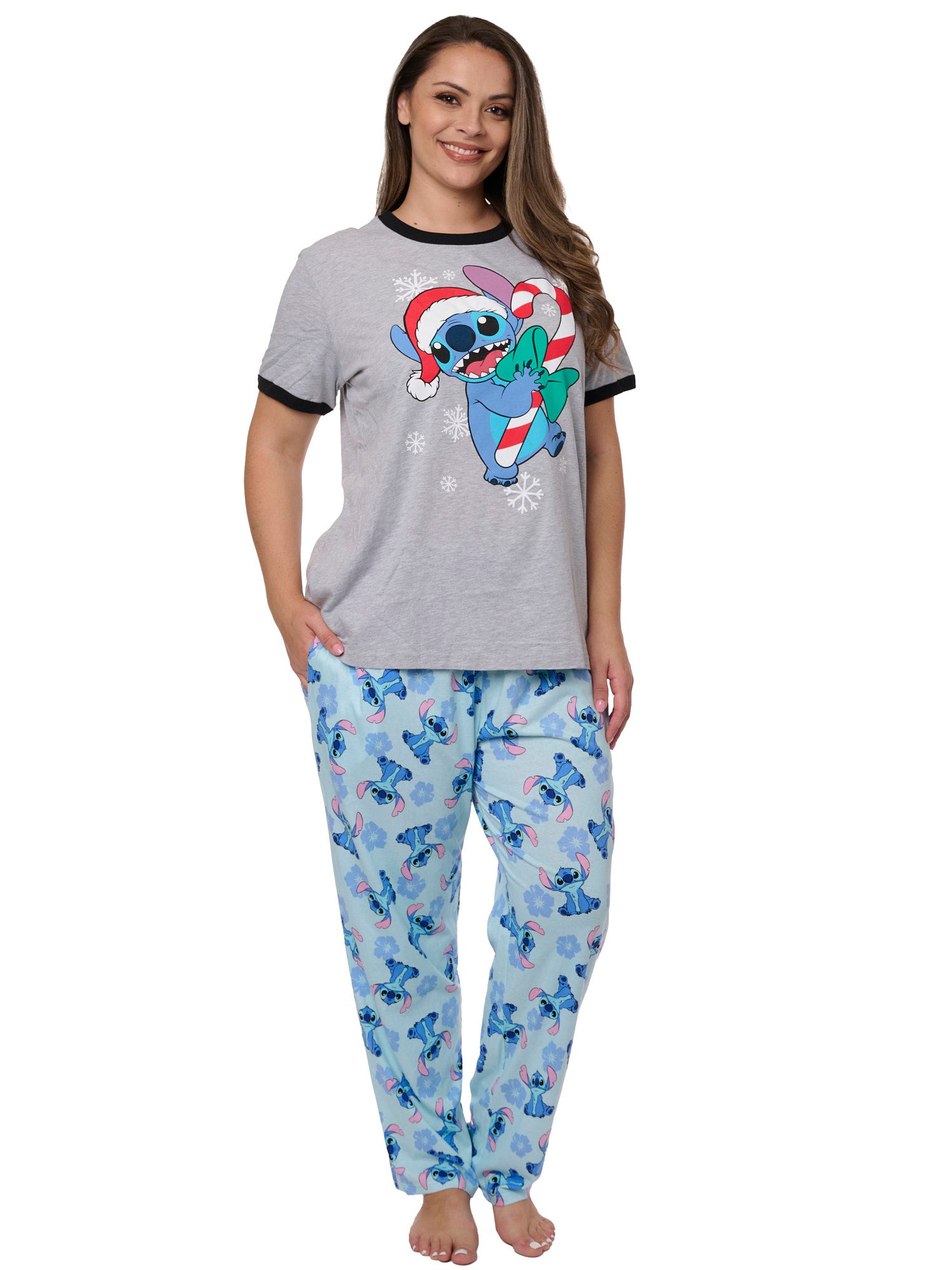 Stitch Christmas T-Shirt w/ Disney Lounge Pajama Pants Women's