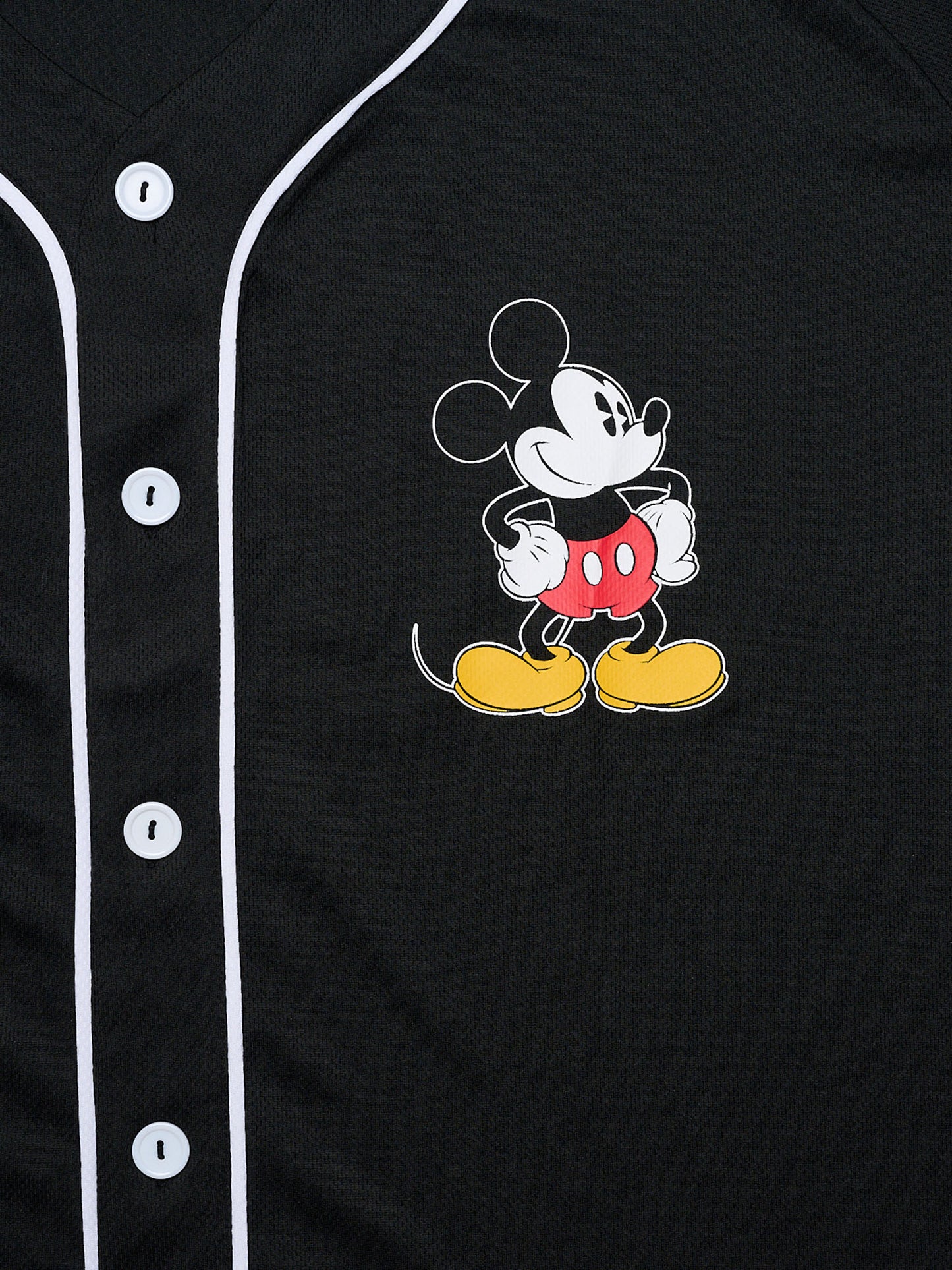 Disney Mickey Mouse Baseball Jersey Black Button Down Shirt Women's