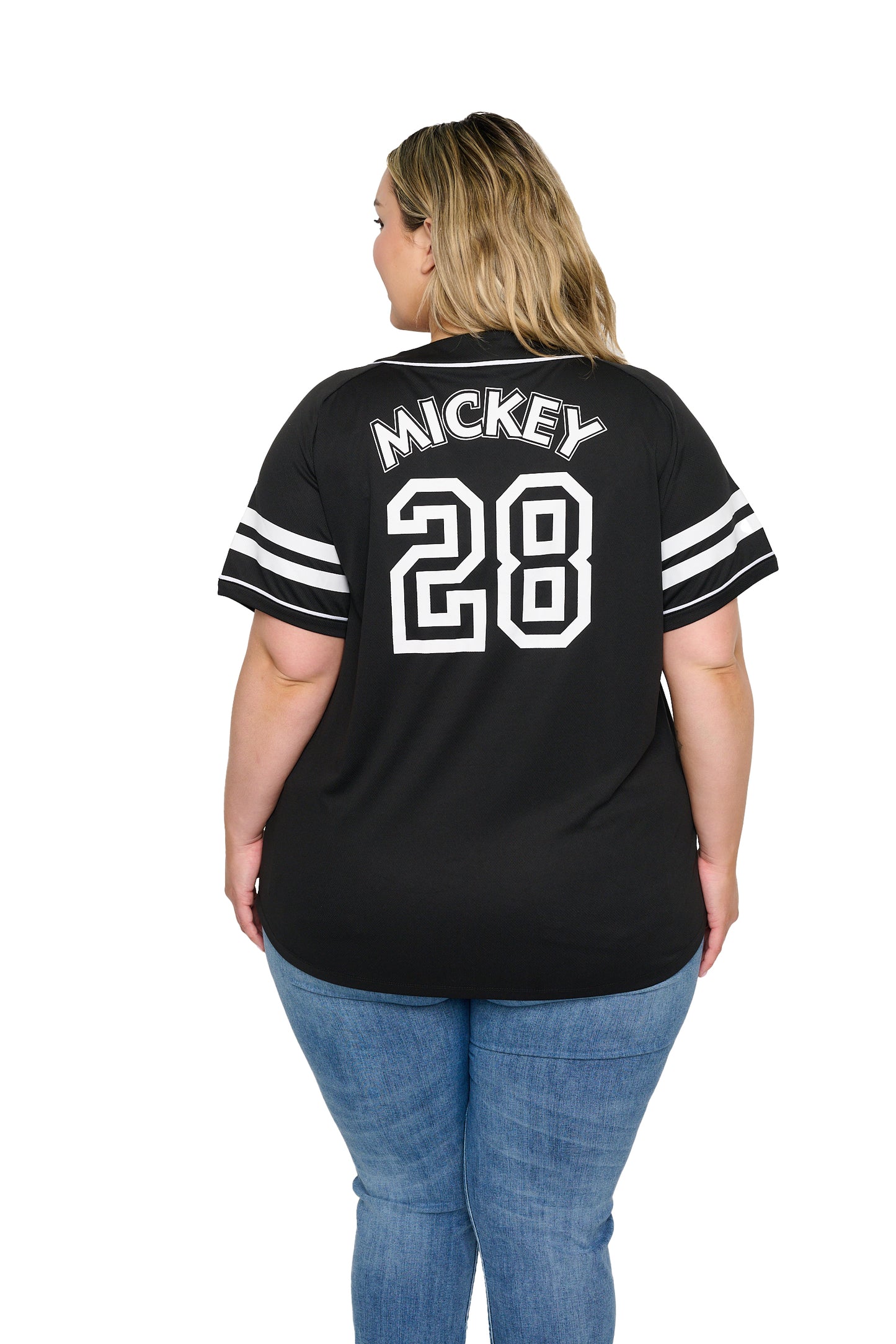 Women's Plus Size Mickey Mouse Baseball Jersey Shirt Buttons (Size 2X Only)