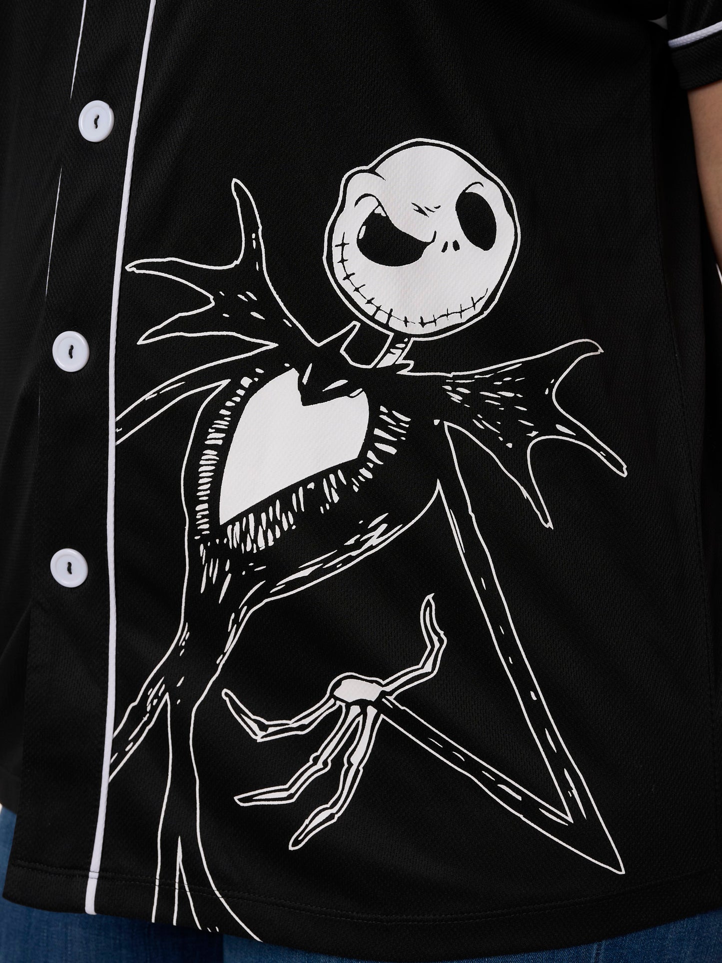 Women's Plus Skellington Baseball Jersey Shirt Button Nightmare Before Christmas