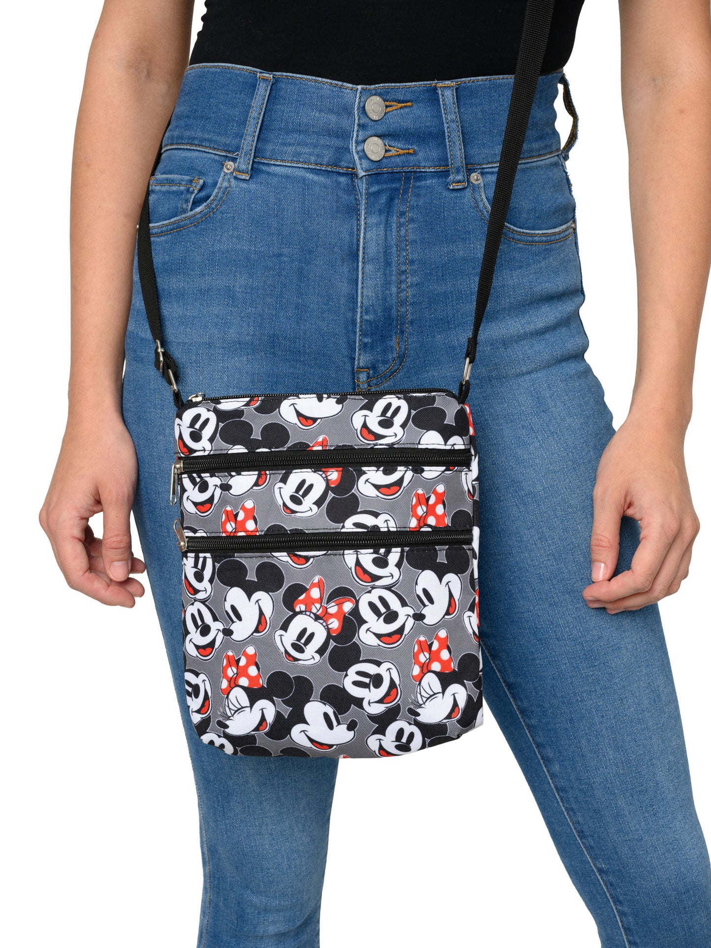 Mickey & Minnie Mouse Passport Bag Faces Travel Women's Disney Crossbody Purse