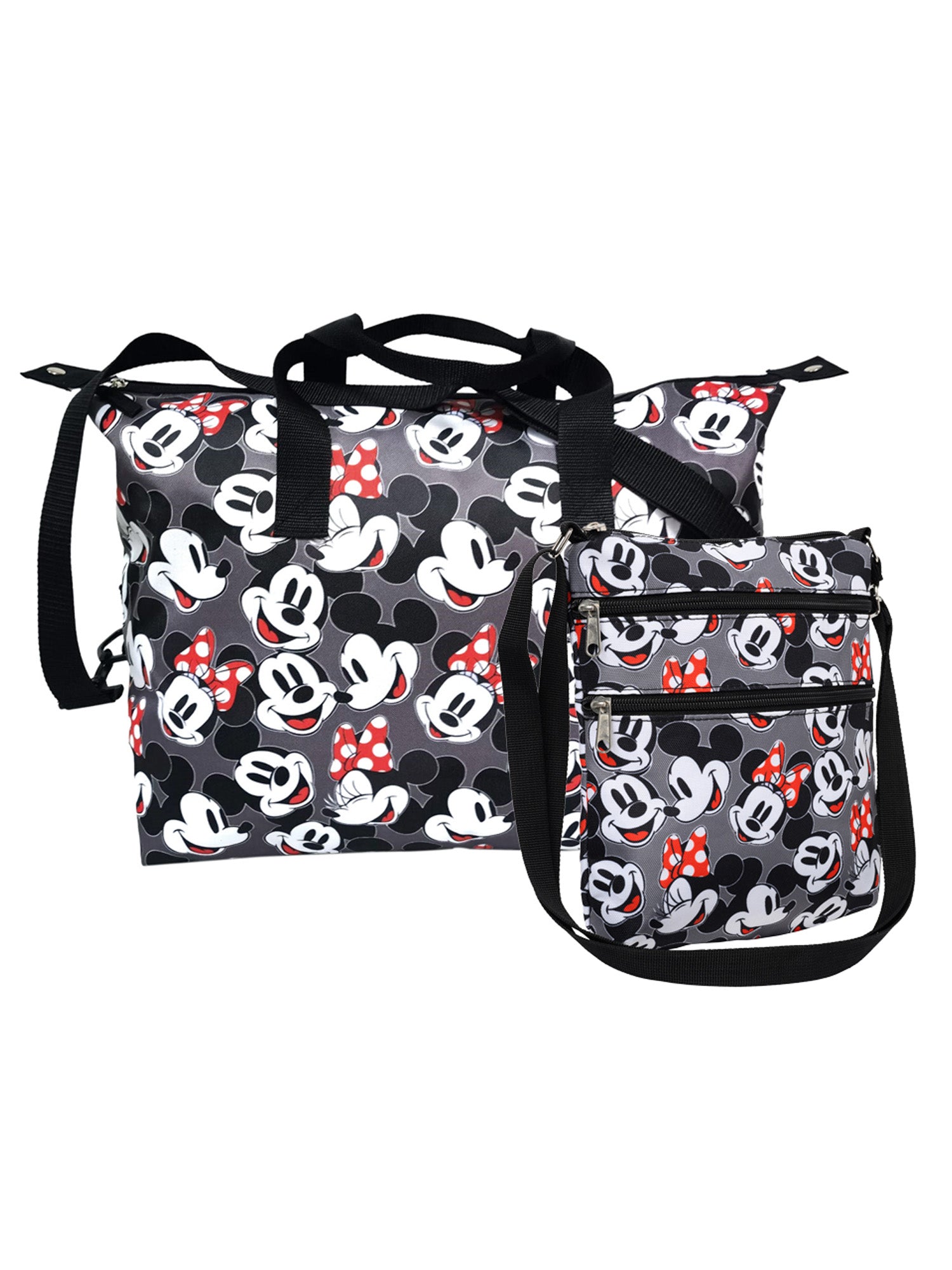 disney tote travel bag Disney Mickey & Minnie Mouse Duffel & Passport Bag Travel Set Weekende – Open and Clothing