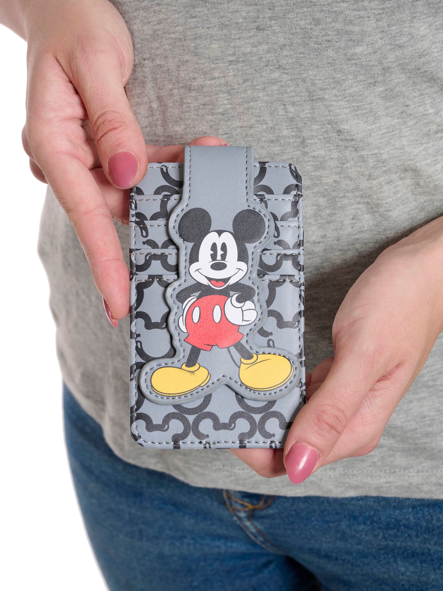 Womens Mickey Mouse Card Holder Wallet Button Snap Closure