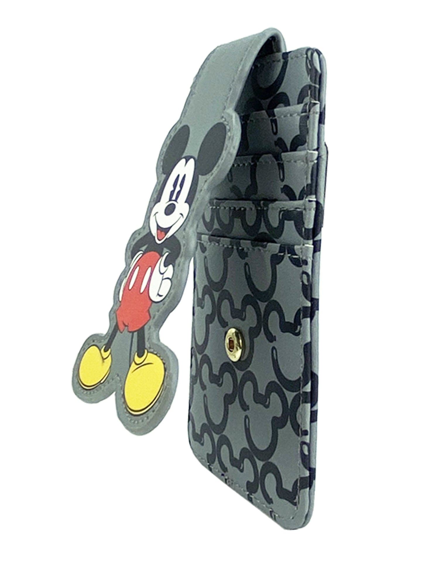 Womens Mickey Mouse Card Holder Wallet Button Snap Closure