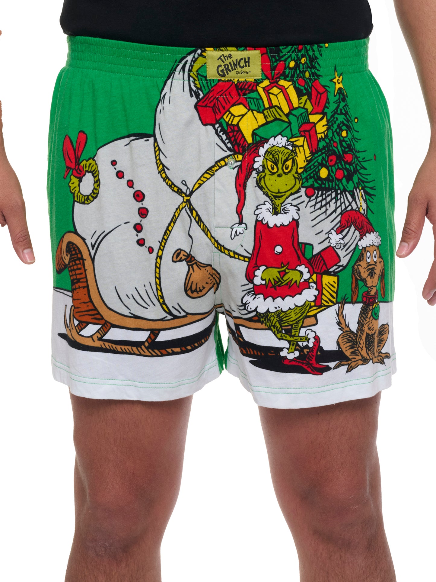 Dr. Seuss Grinch Boxers Shorts, Men's Slim Fit Grinchmas Christmas Sleepwear