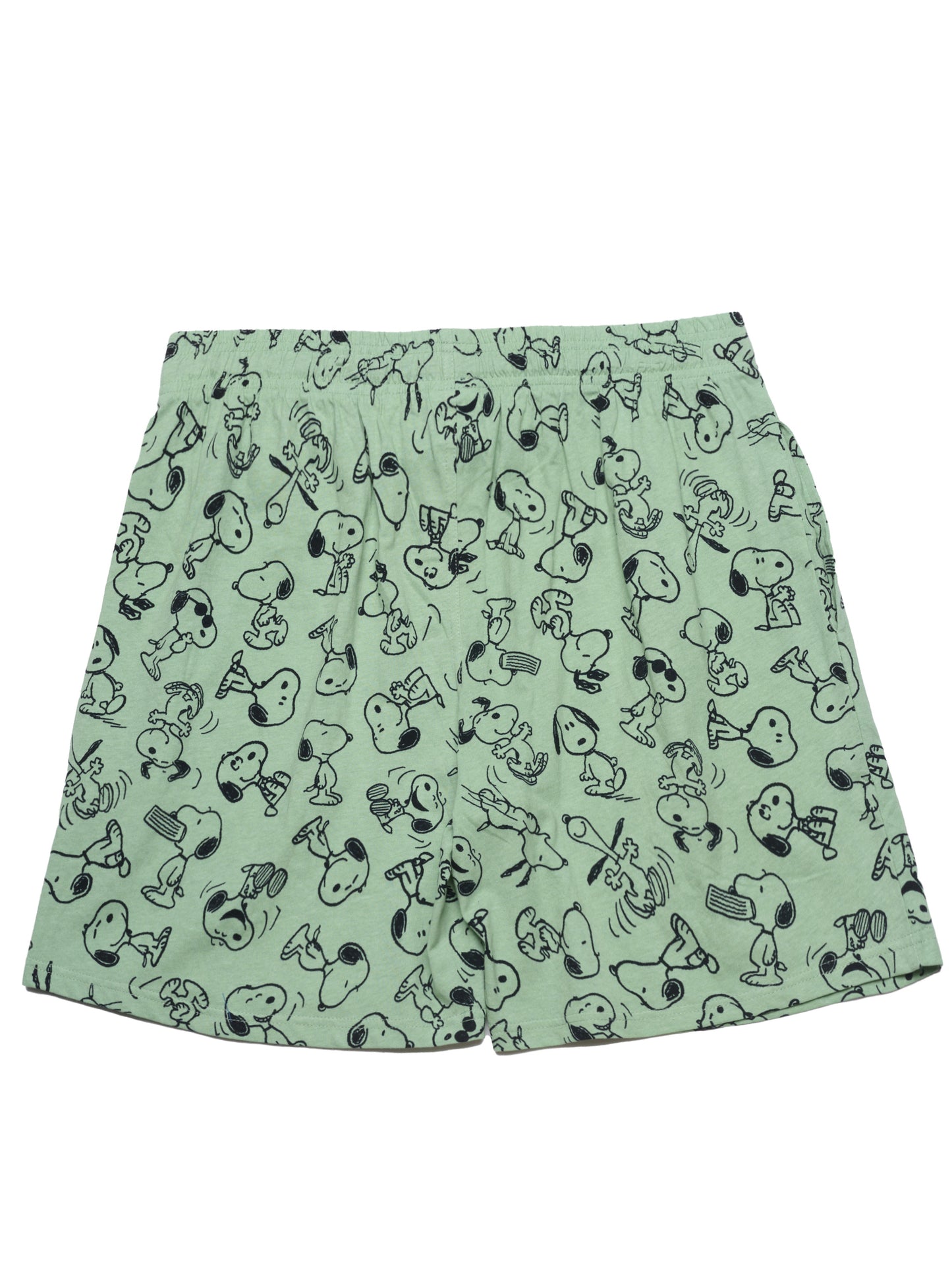 Mens Peanuts Snoopy Pajama Sleep Shorts Pockets Green
