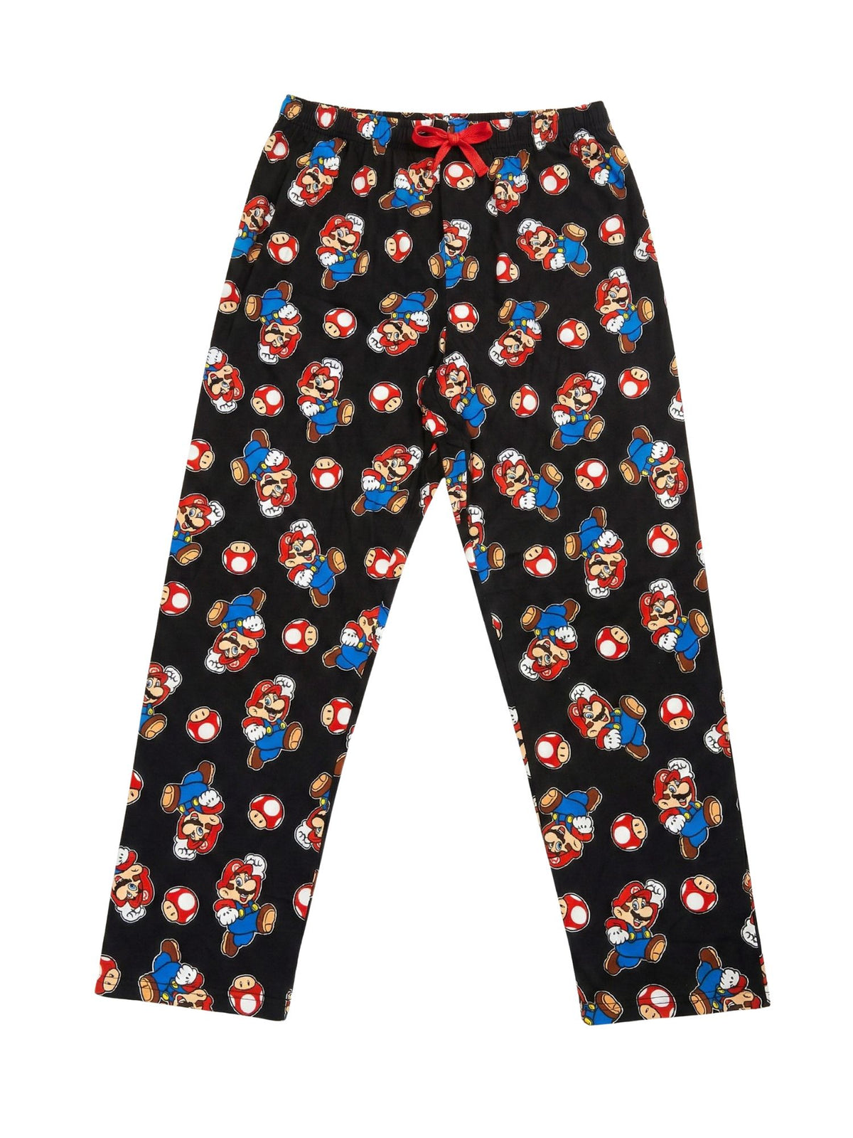 Nintendo Men's Super Mario & Mushroom All-Over Print Pajama Sleep Pants, Black