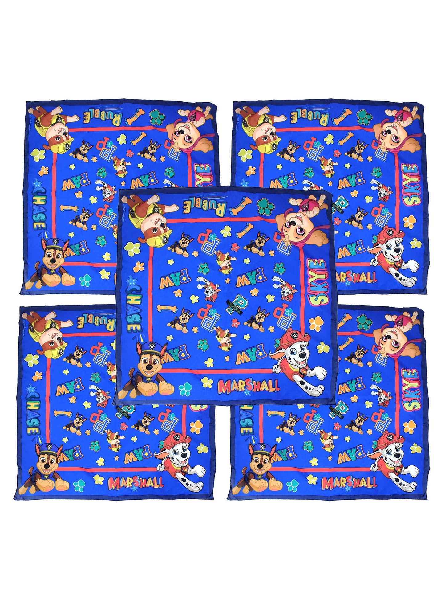 Paw Patrol Bandana 5-Pack Kids Boys Party Favors Chase Marshall Rubble