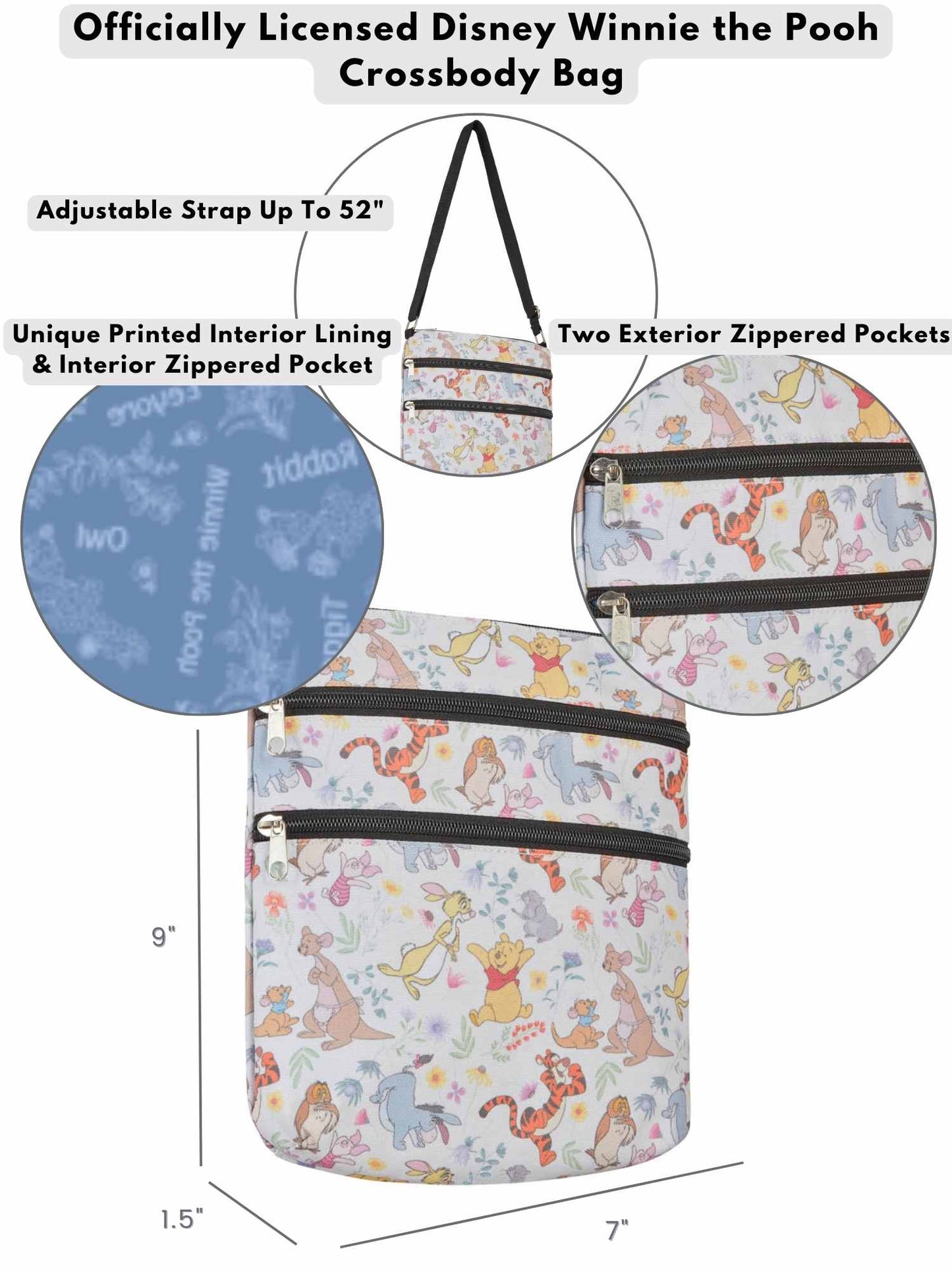 Women's Disney Winnie the Pooh Passport Bag Travel Purse Crossbody Mini Bag