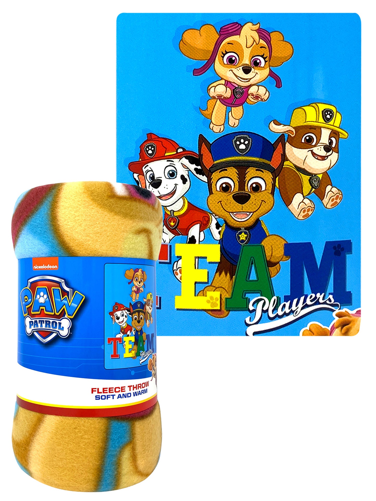 Nickelodeon Paw Patrol Throw Blanket 45" x 60" Chase Team Players Girls Boys