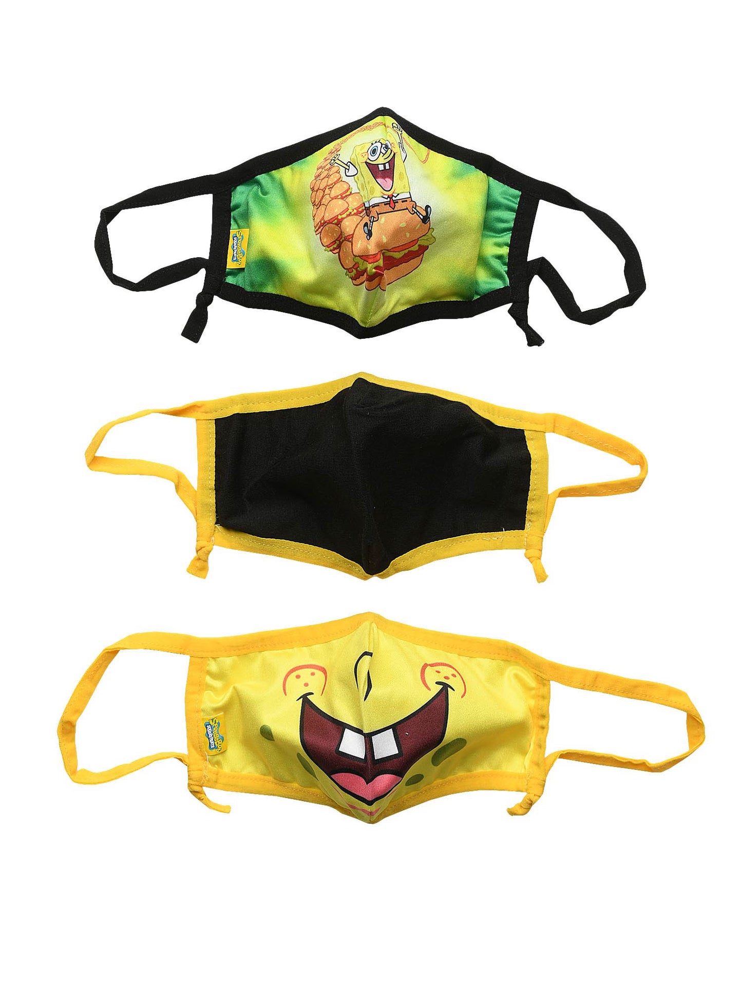 Kids Spongebob Squarepants Reusable Face Masks 3 Pack Smiles & Krabby Patties