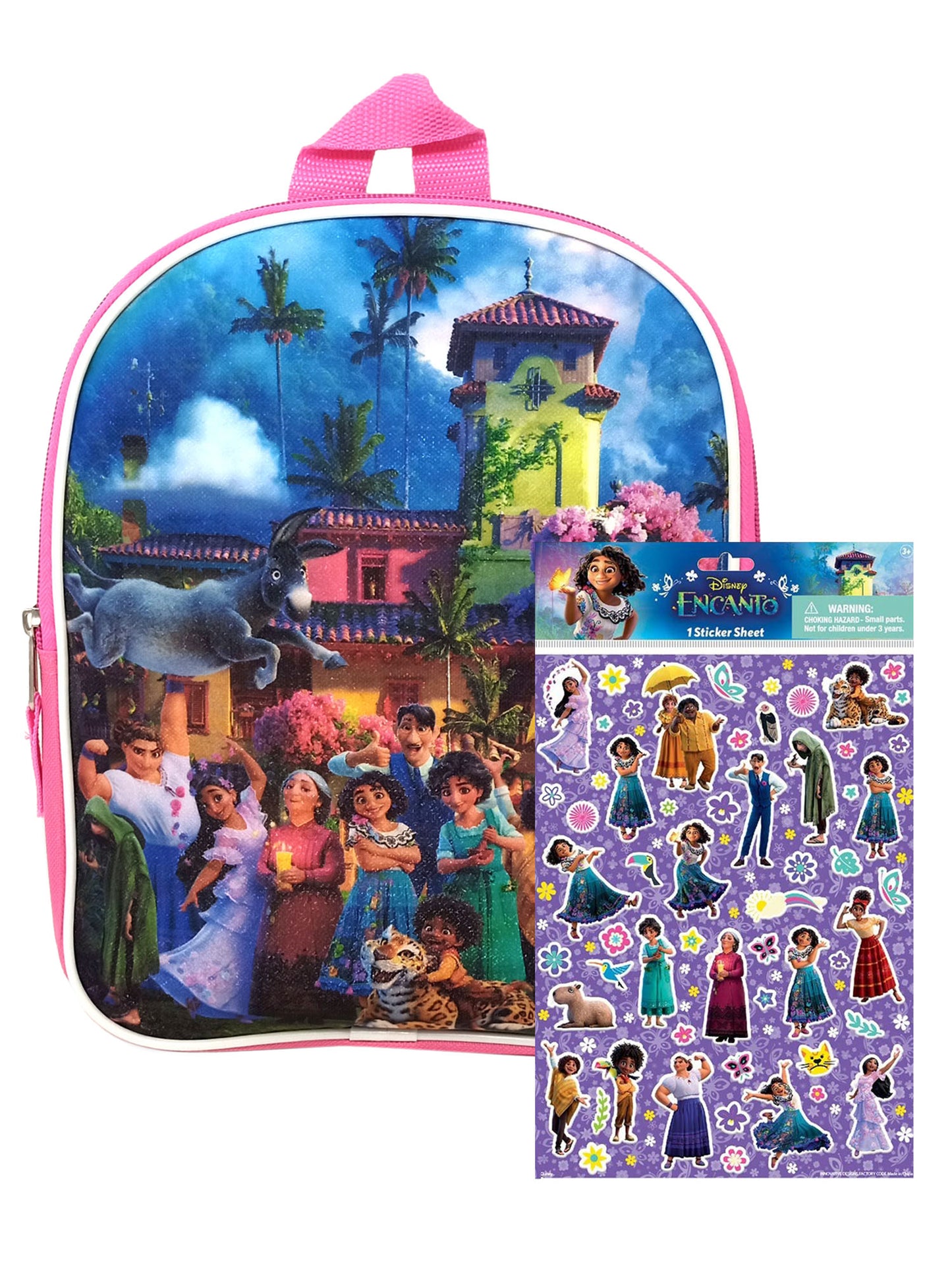 Disney Encanto Backpack 11" w/ Raised Stickers Set