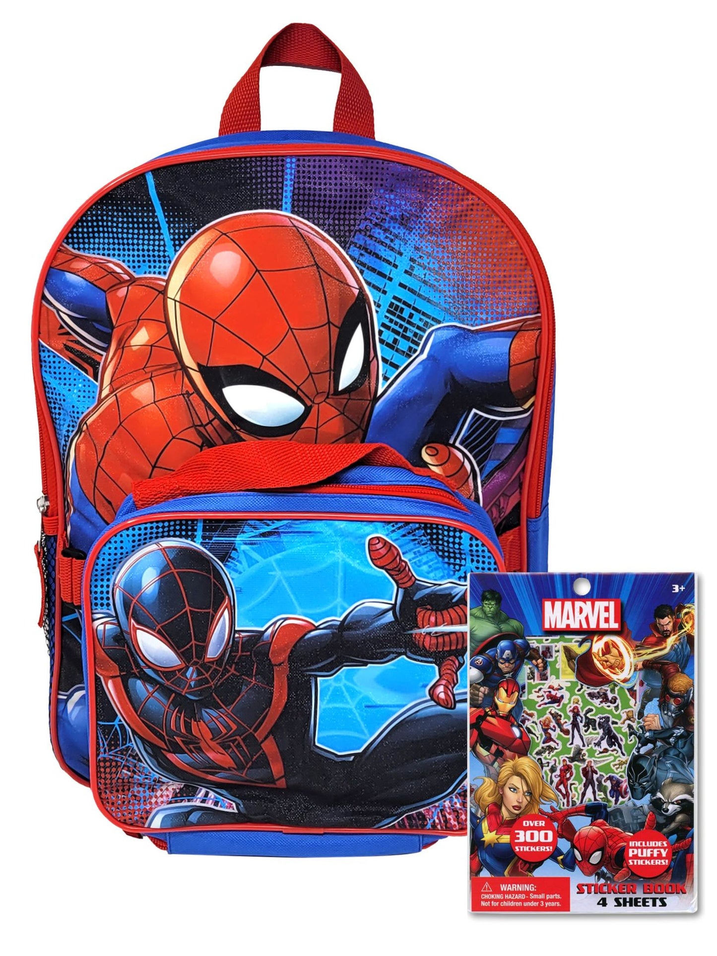 Spider-Man Backpack Insulated Lunch Bag with Sticker Book School Set