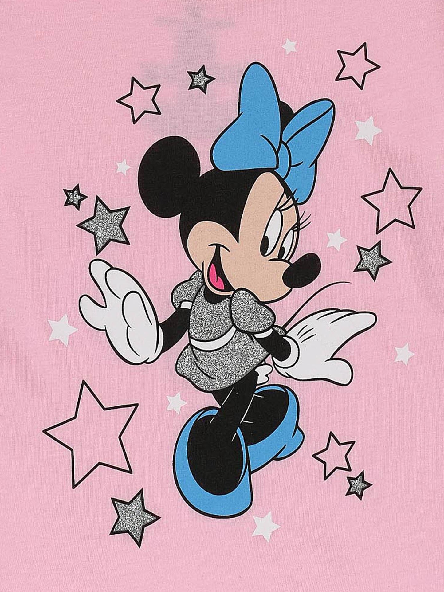 Disney Girls Minnie Mouse T-shirt Short Sleeve Glitter Pink (Extra Small Only)