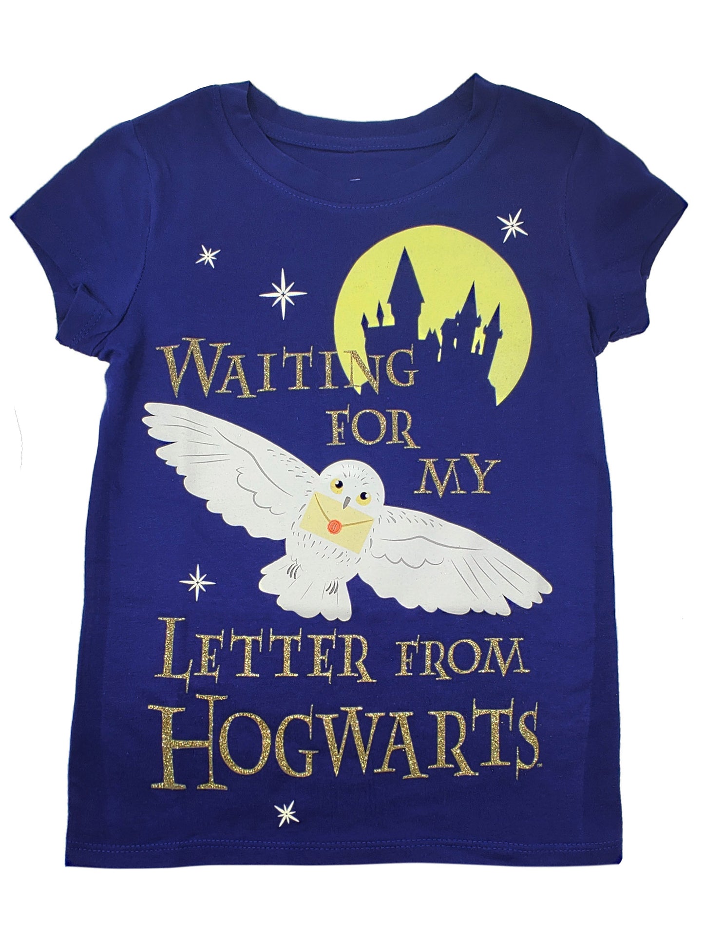 Girls Harry Potter T-Shirt Waiting For My Letter From Hogwarts Short Sleeve Blue
