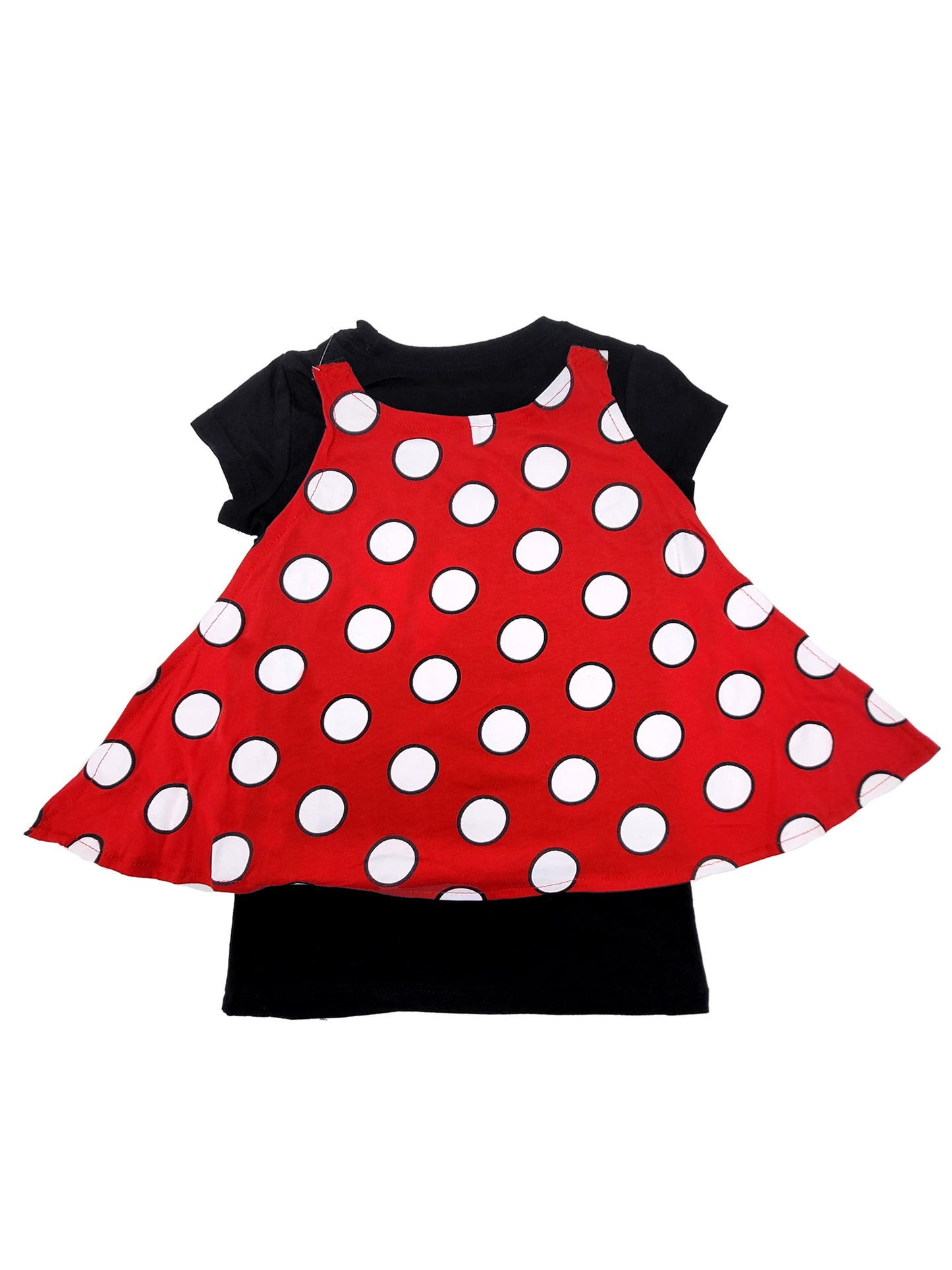Disney Girls Minnie Mouse T-Shirt & Ears Set Detachable Cape Costume Tee Black
