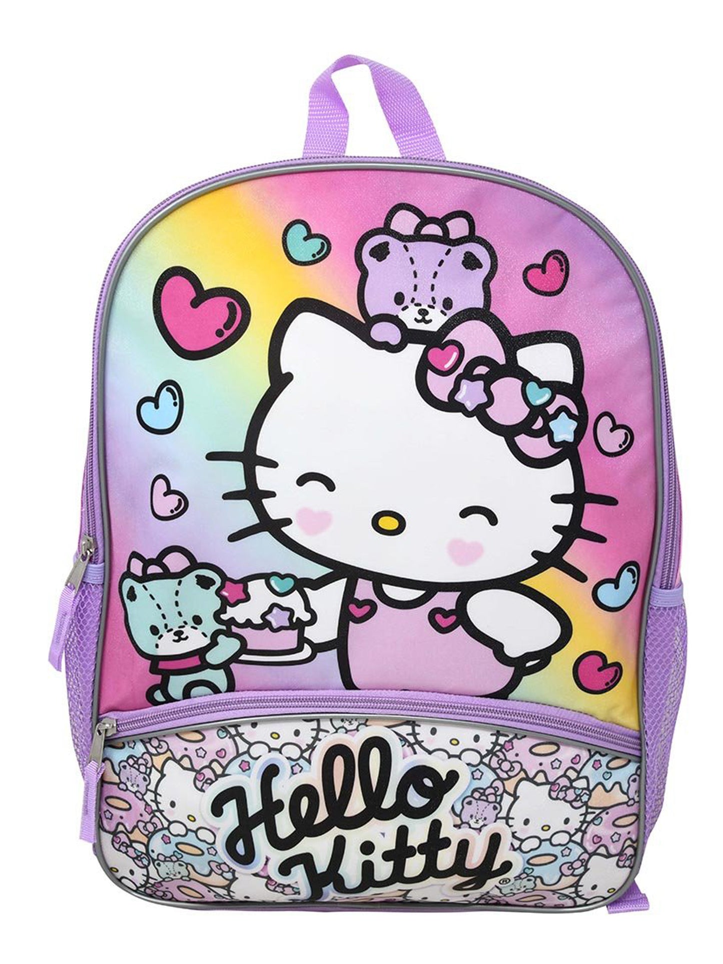 Hello Kitty Backpack 16" & Travel Toothbrush Set Pink Sparkles Sanrio