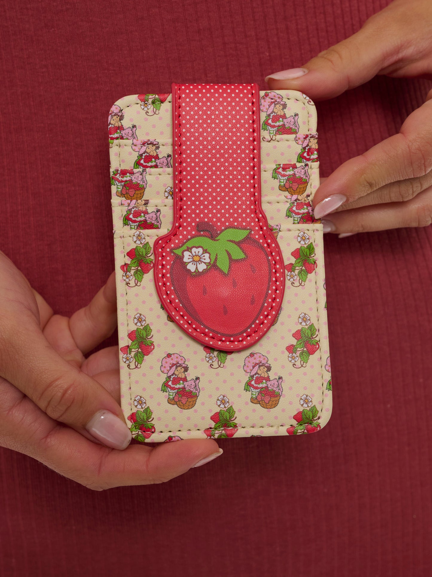 Womens Strawberry Shortcake Card Holder Wallet Button Snap Closure