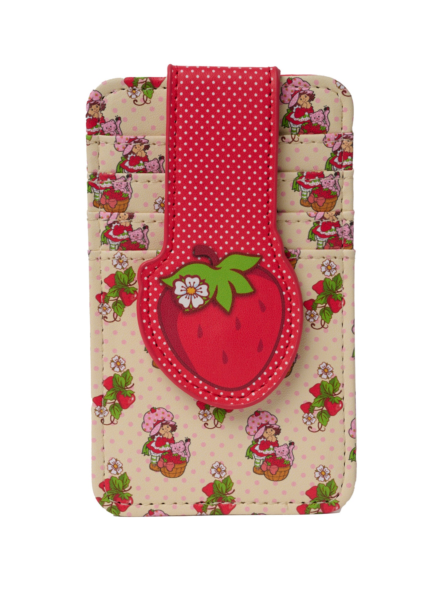 Womens Strawberry Shortcake Card Holder Wallet Button Snap Closure