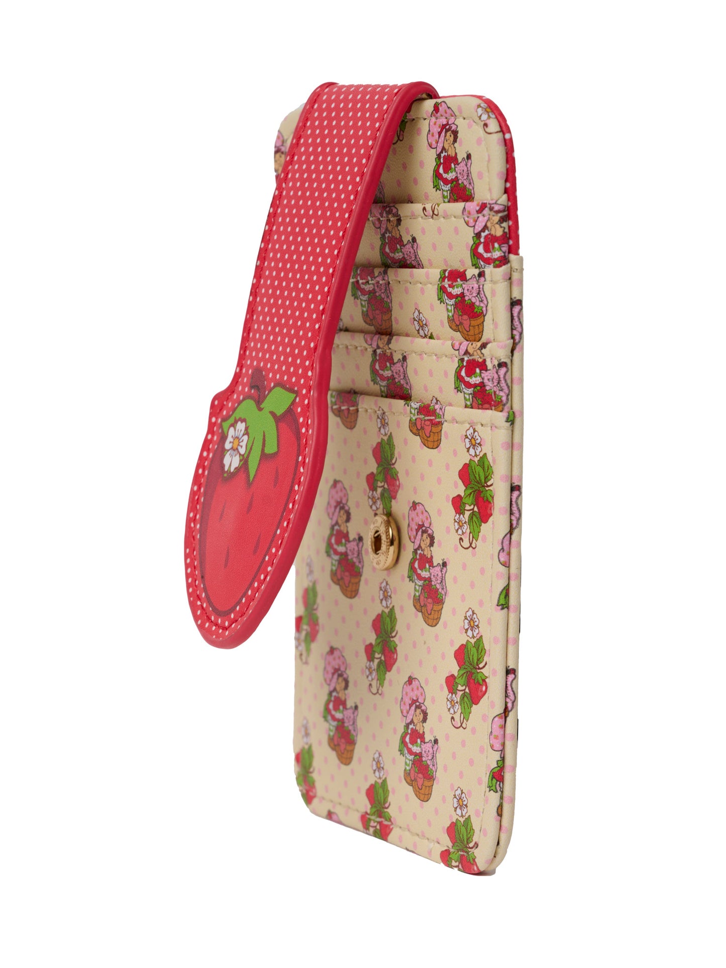 Womens Strawberry Shortcake Card Holder Wallet Button Snap Closure