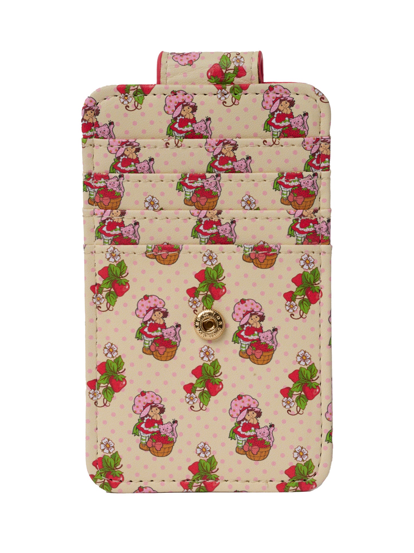 Womens Strawberry Shortcake Card Holder Wallet Button Snap Closure