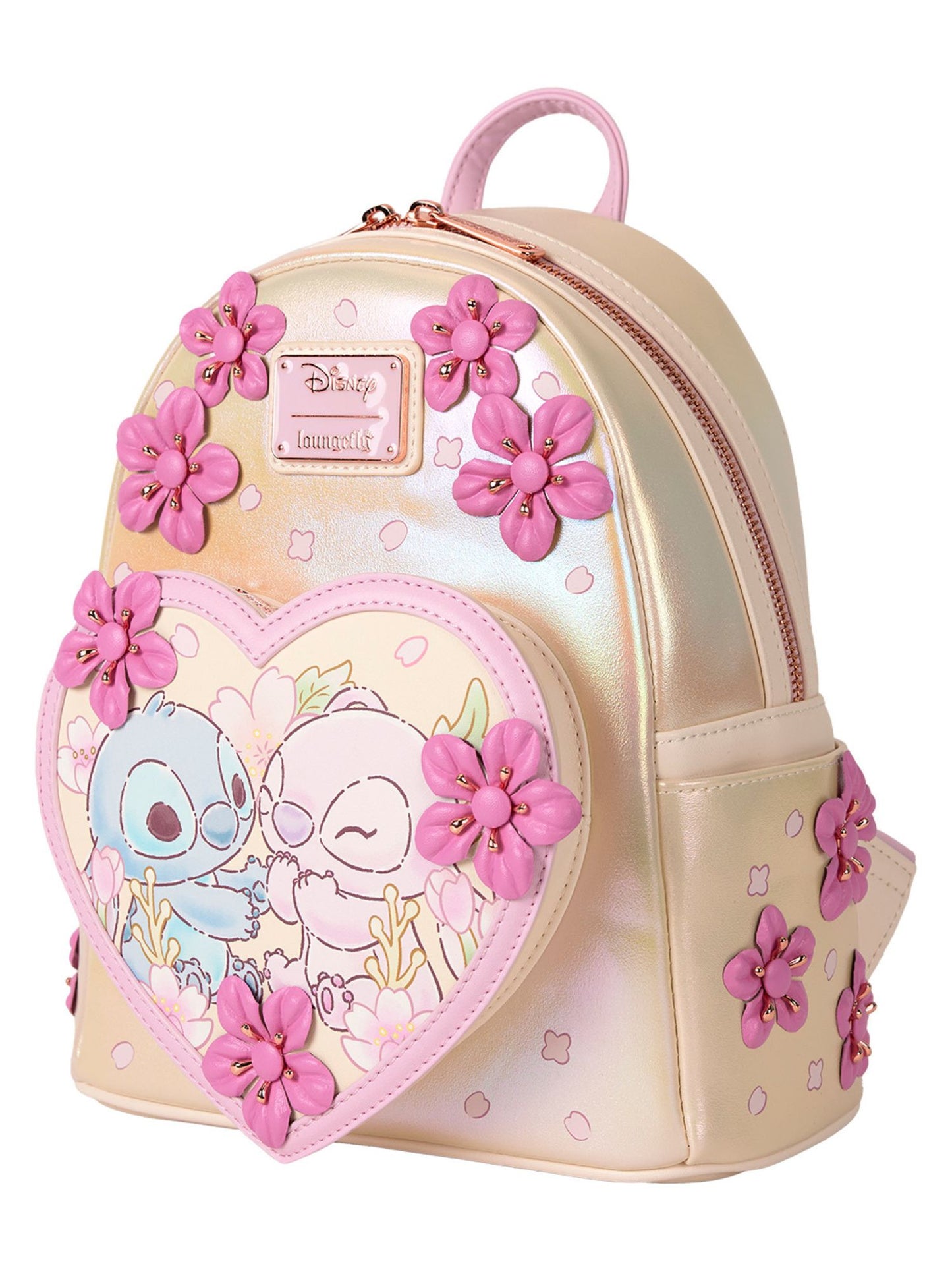 Loungefly x Disney Stitch & Angel Mini Backpack Heart Floral Love