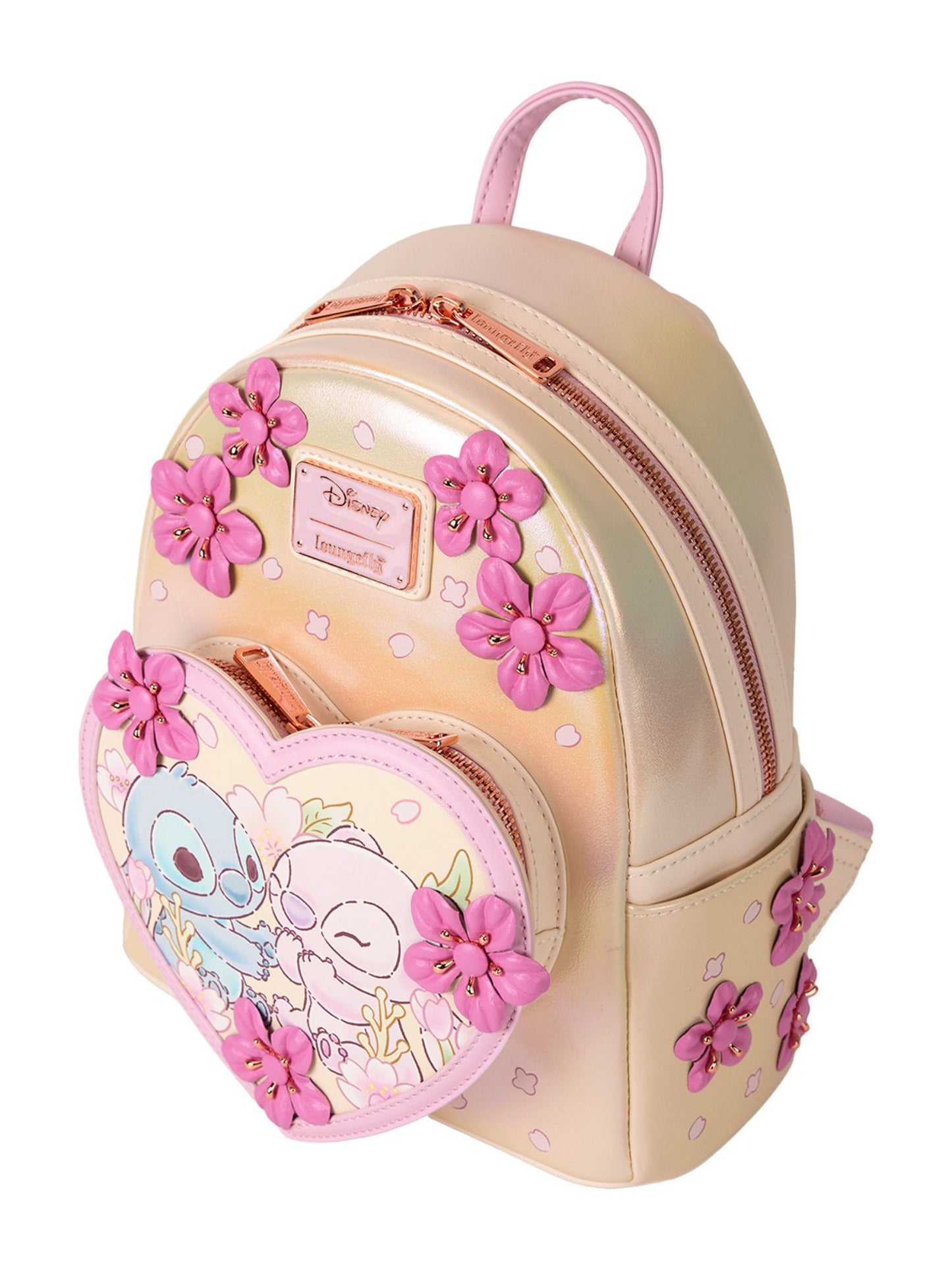 Loungefly x Disney Stitch & Angel Mini Backpack Heart Floral Love