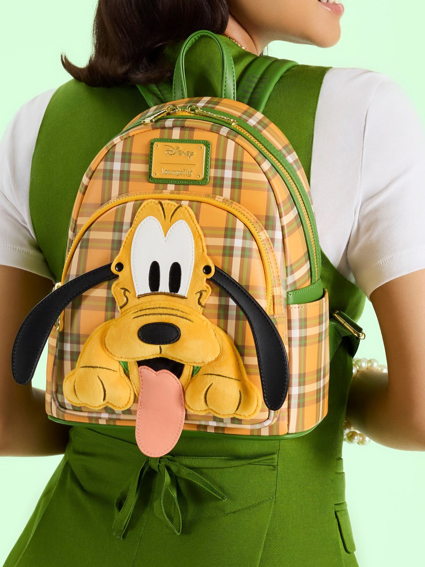 Loungefly x Disney Pluto 95th Anniversary Plaid Mini Backpack