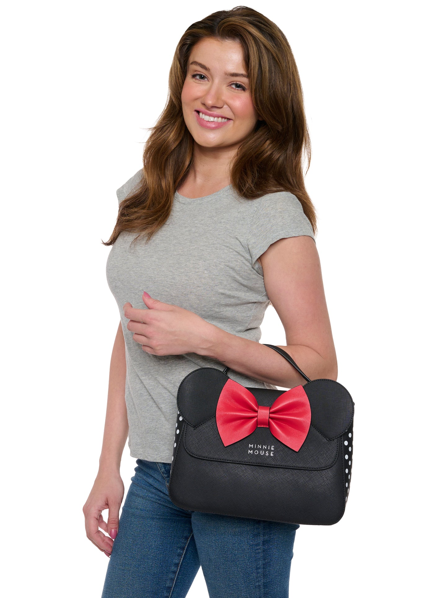 Loungefly X Disney Minnie Mouse Crossbody Purse With Ears And Bow