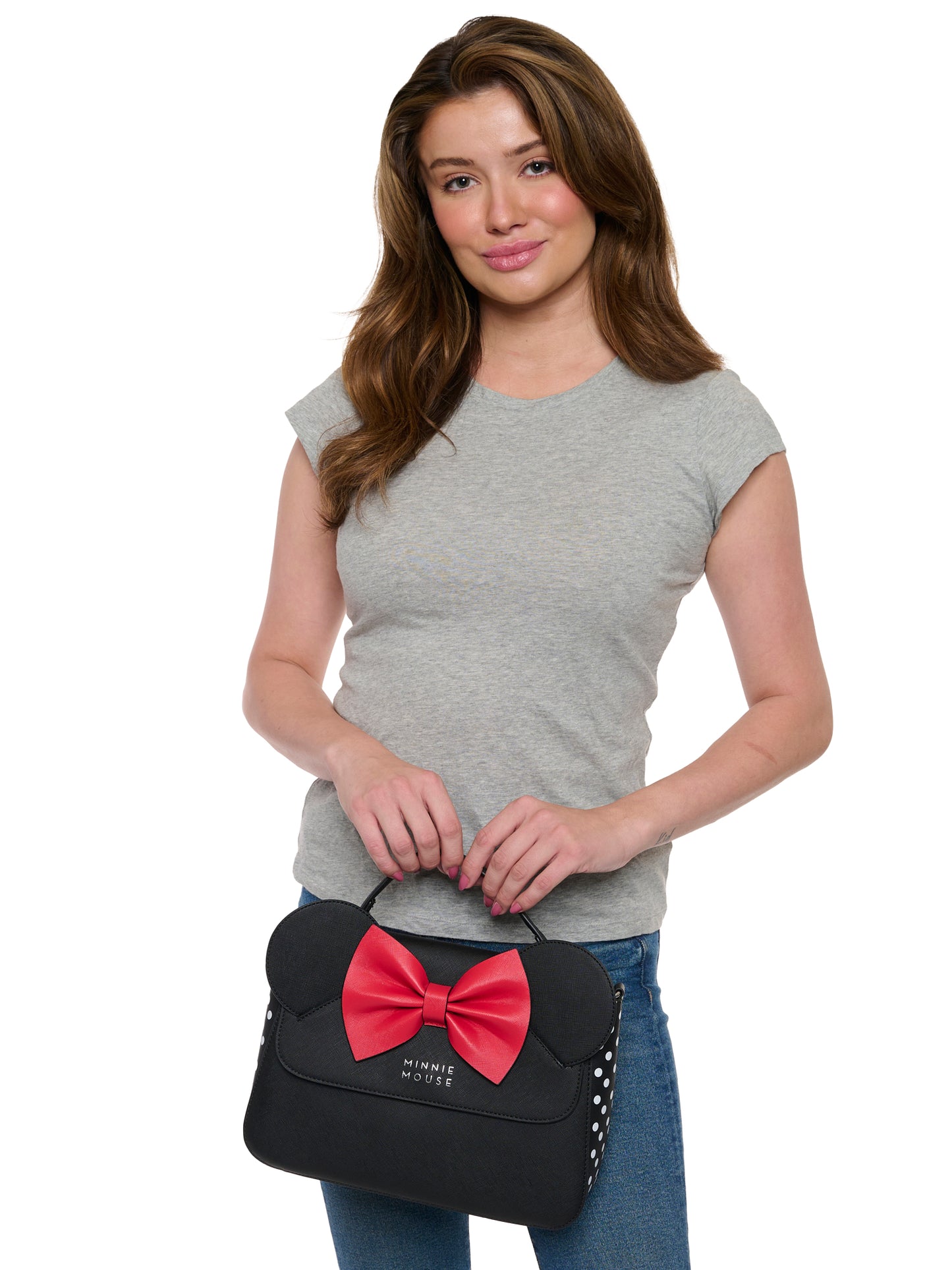 Loungefly X Disney Minnie Mouse Crossbody Purse With Ears And Bow