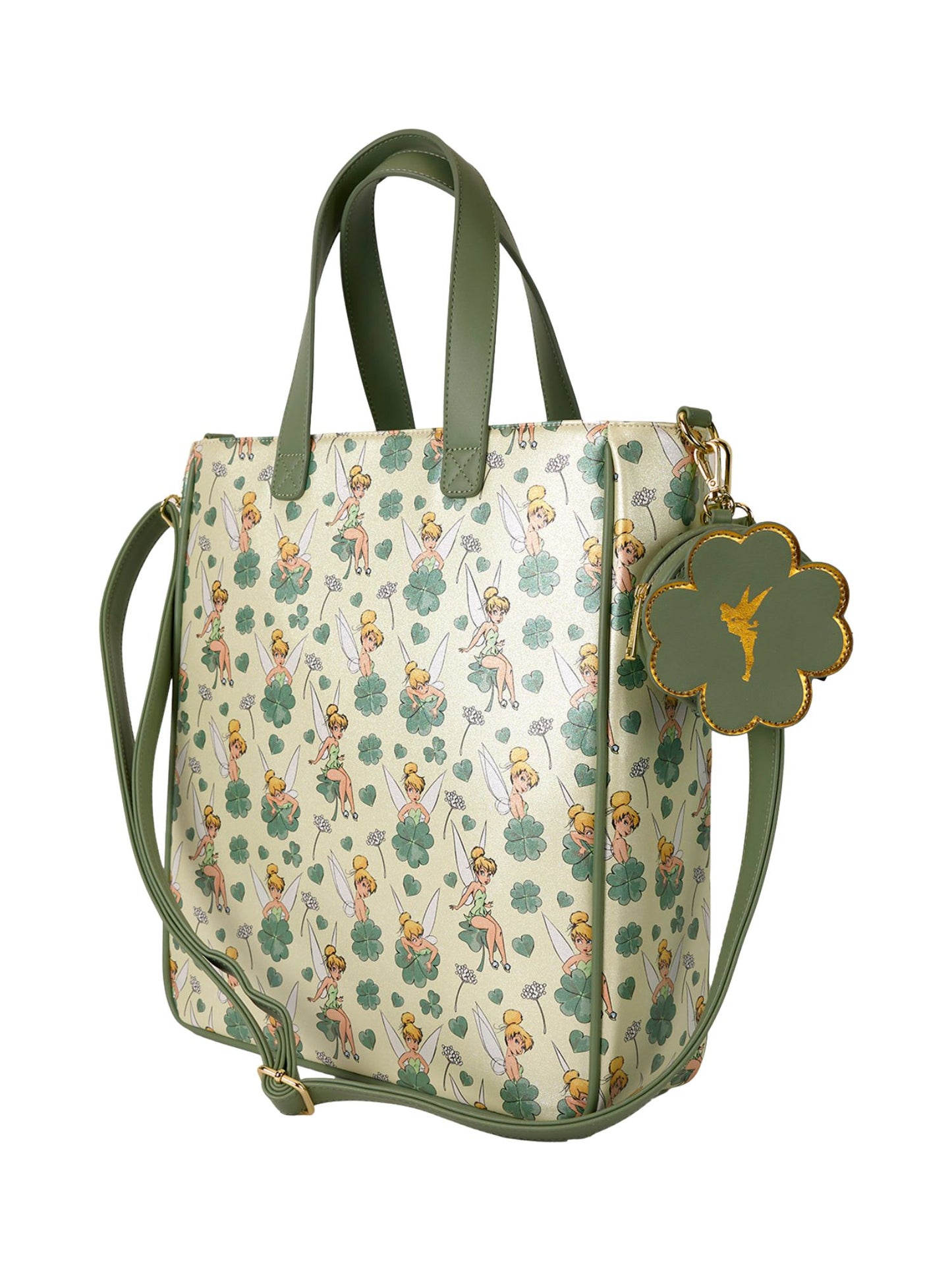 Loungefly x Disney Tinker Bell All-Over Print Tote Bag With Coin Bag Clovers