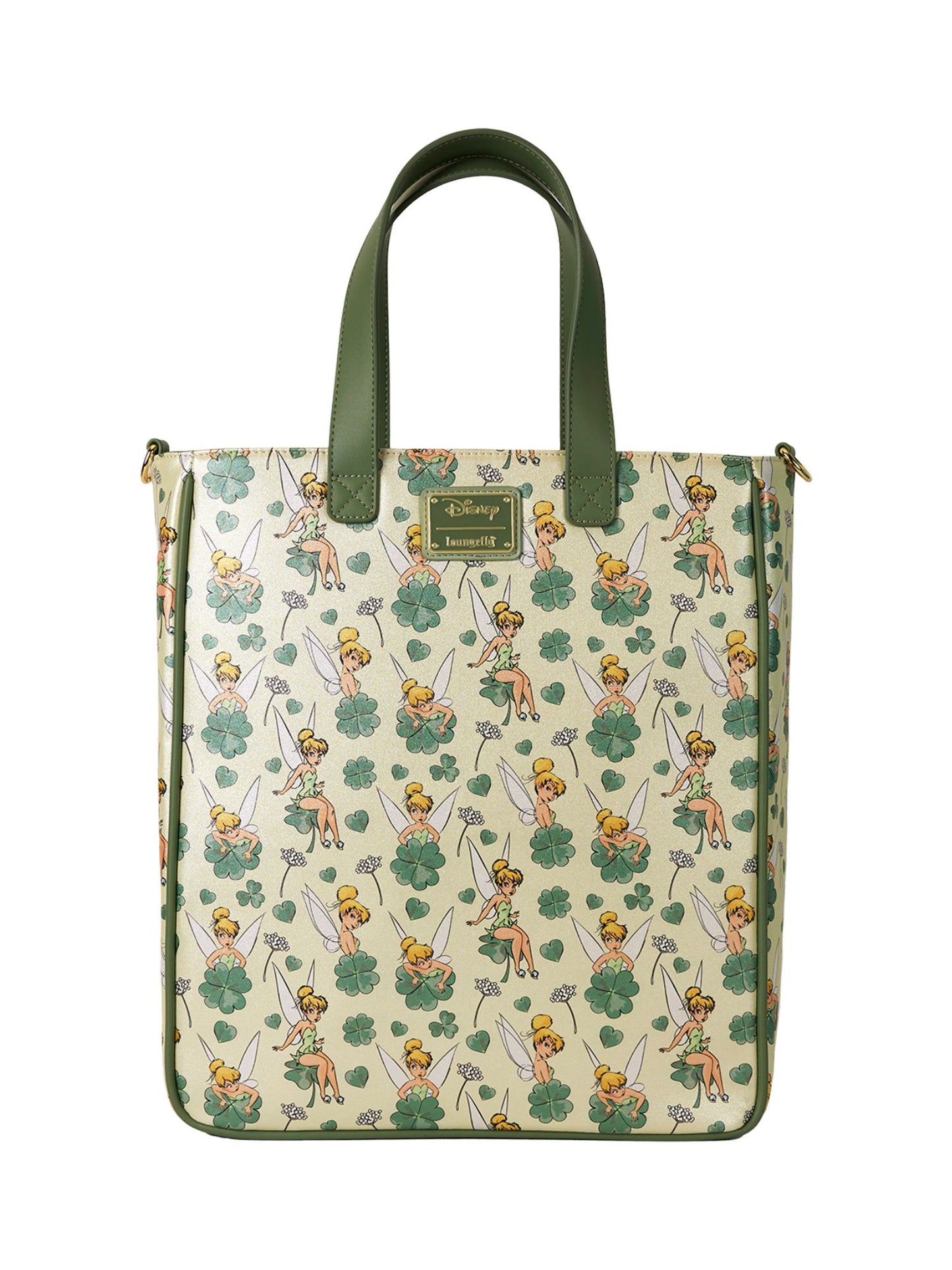 Loungefly x Disney Tinker Bell All-Over Print Tote Bag With Coin Bag Clovers