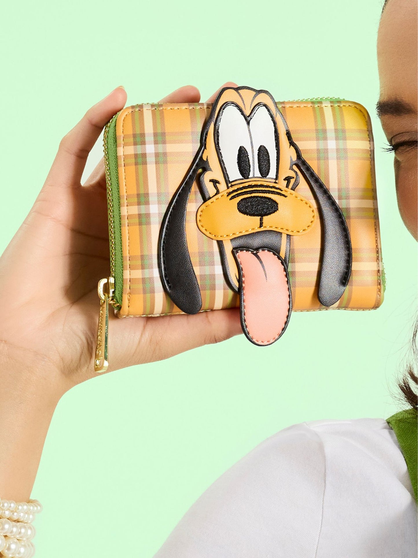Loungefly x Disney Pluto 95th Anniversary Plaid Zip Around Wallet