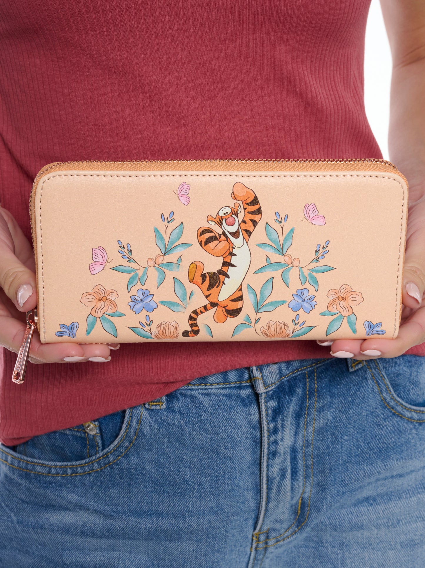 Loungefly x Disney Tigger Floral Zip Around Wallet Winnie the Pooh Peach