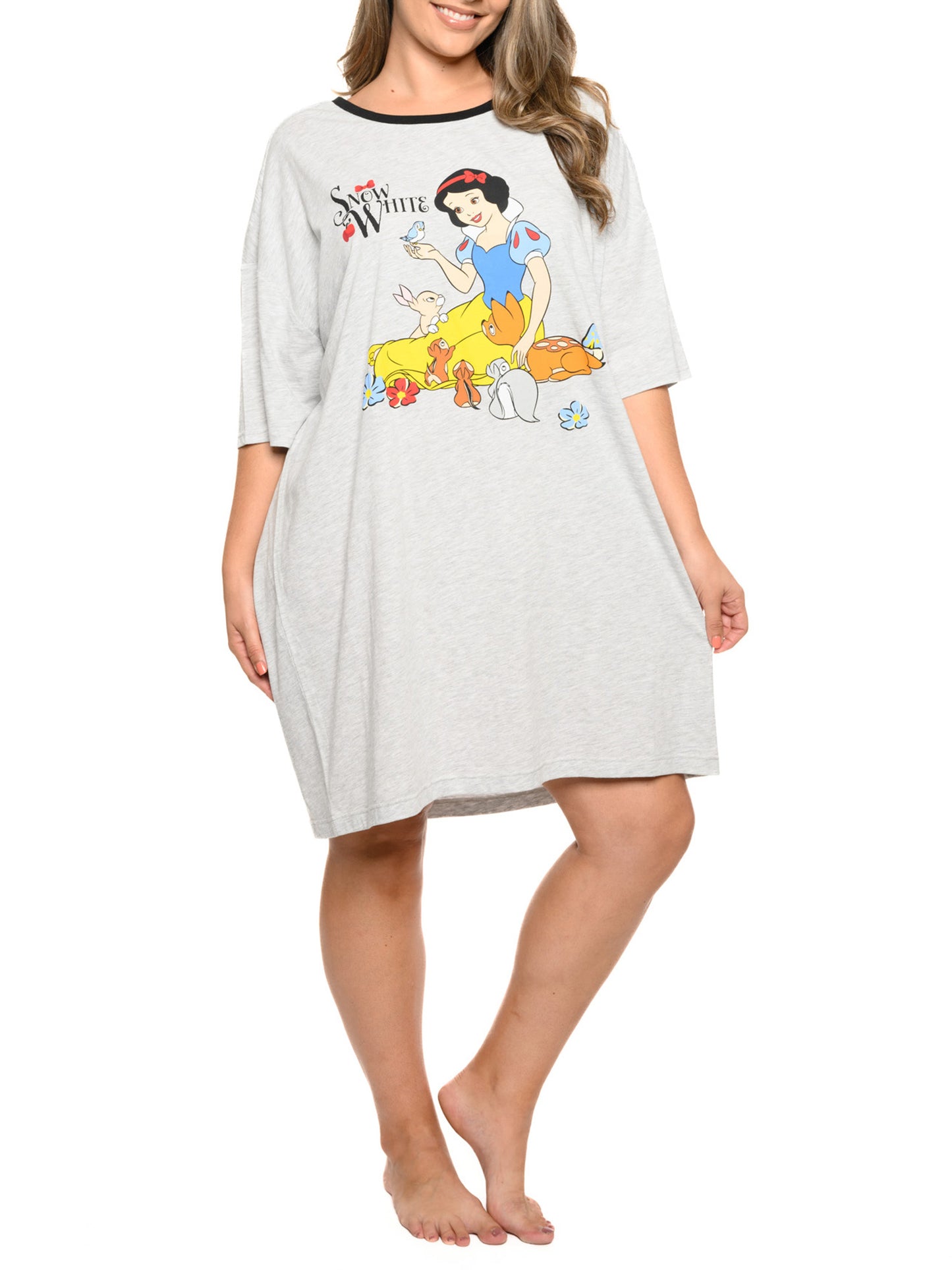 Disney Plus Size Womens Snow White Sleep Shirt Nightgown Gray One Size