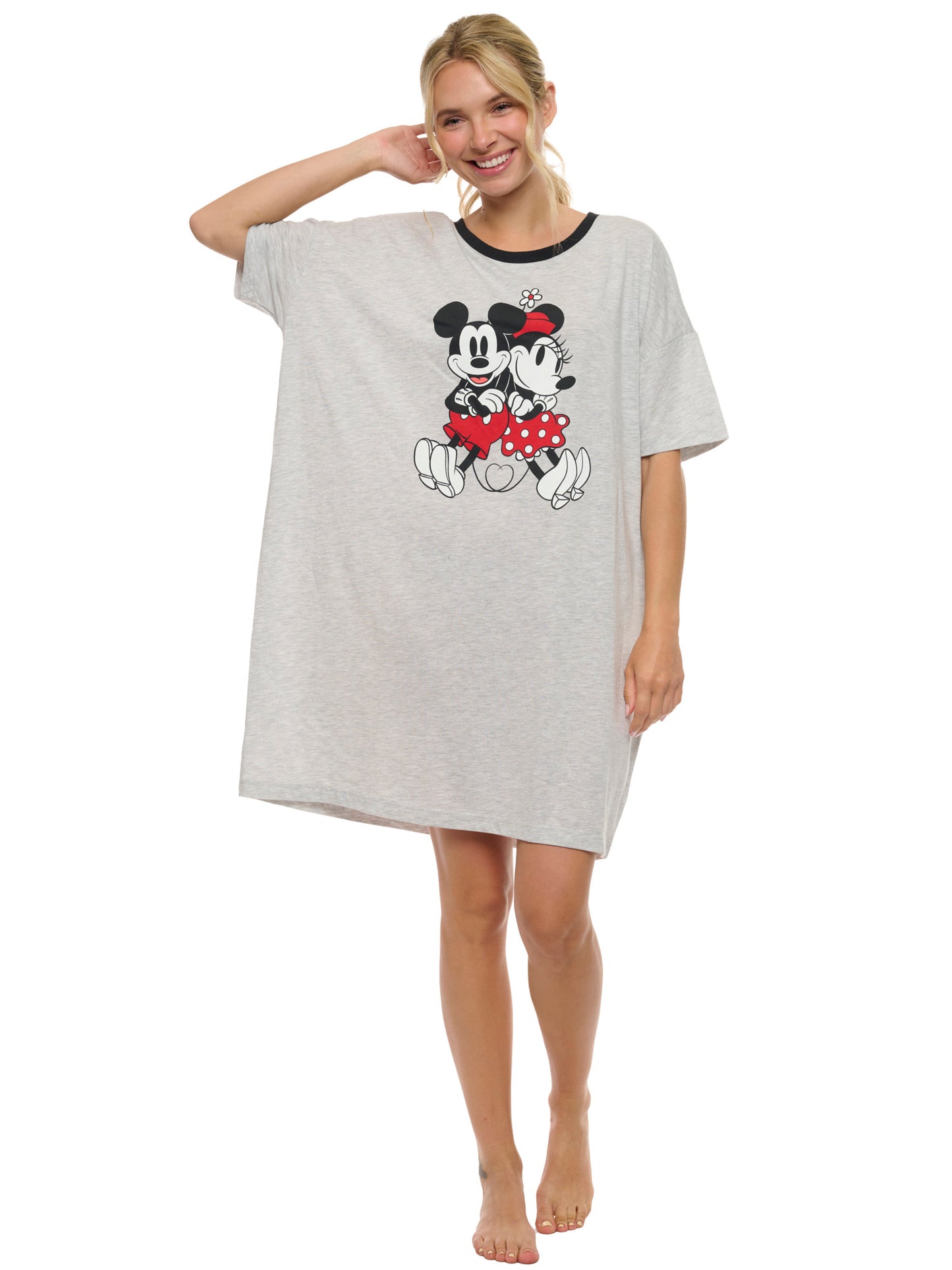 Womens & Womens Plus Size Disney Mickey & Minnie Mouse Sleep Shirt Pajamas Gray