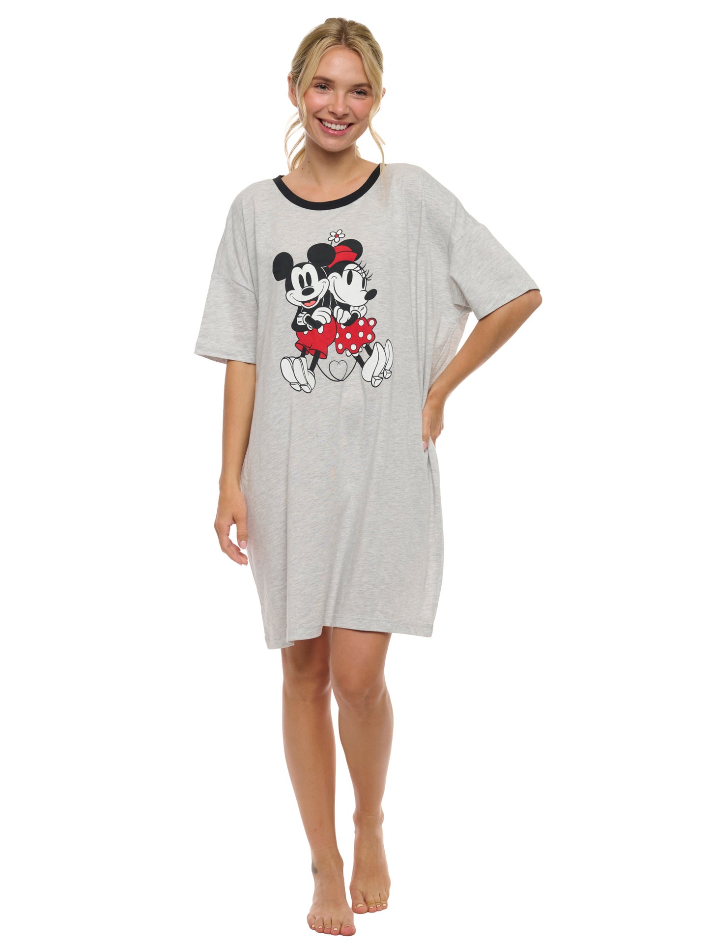 Womens & Womens Plus Size Disney Mickey & Minnie Mouse Sleep Shirt Pajamas Gray