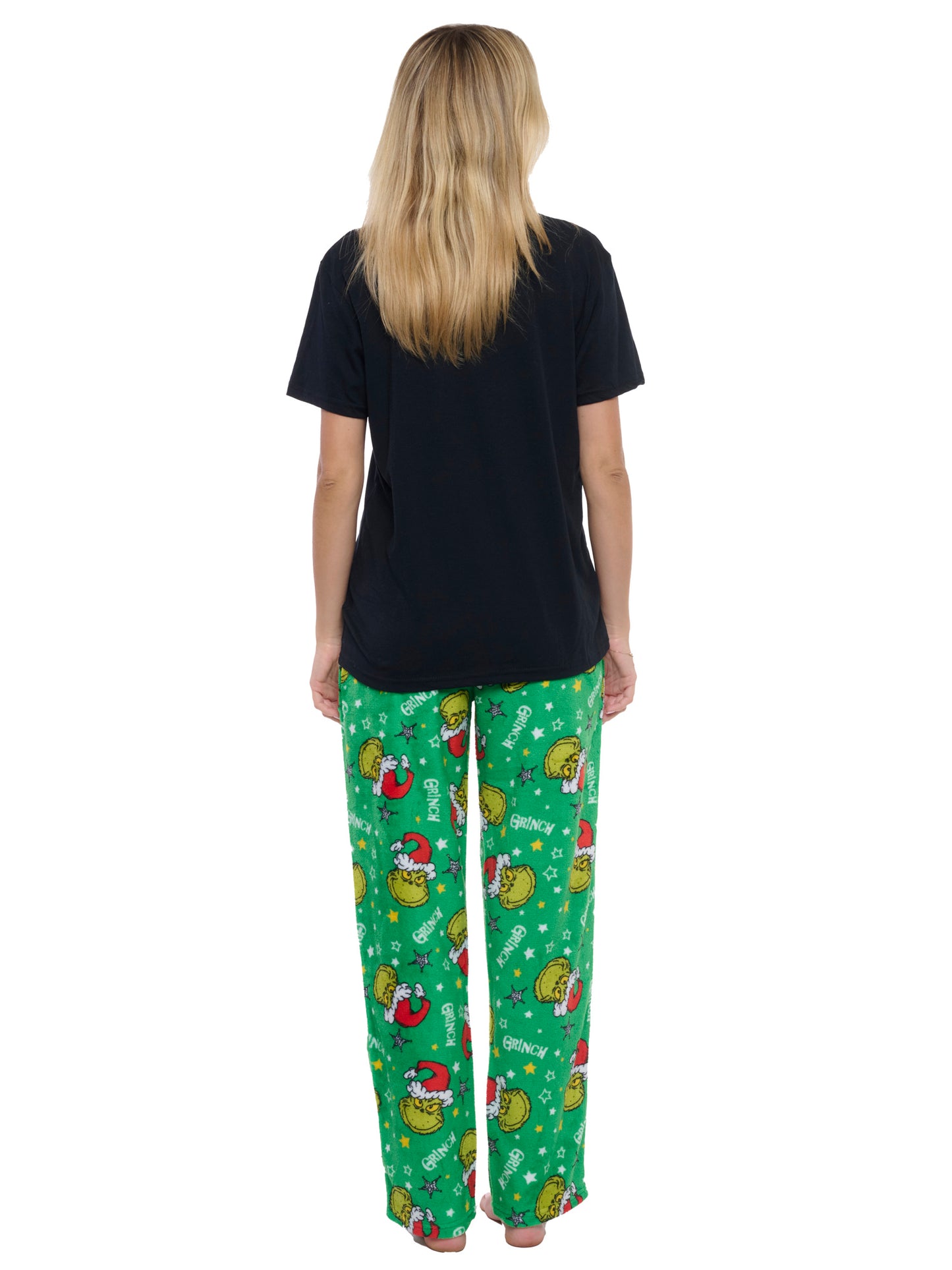 Women's & Women's Plus Dr Seuss' Grinch Pajama Set T-Shirt & Plush Pants Green