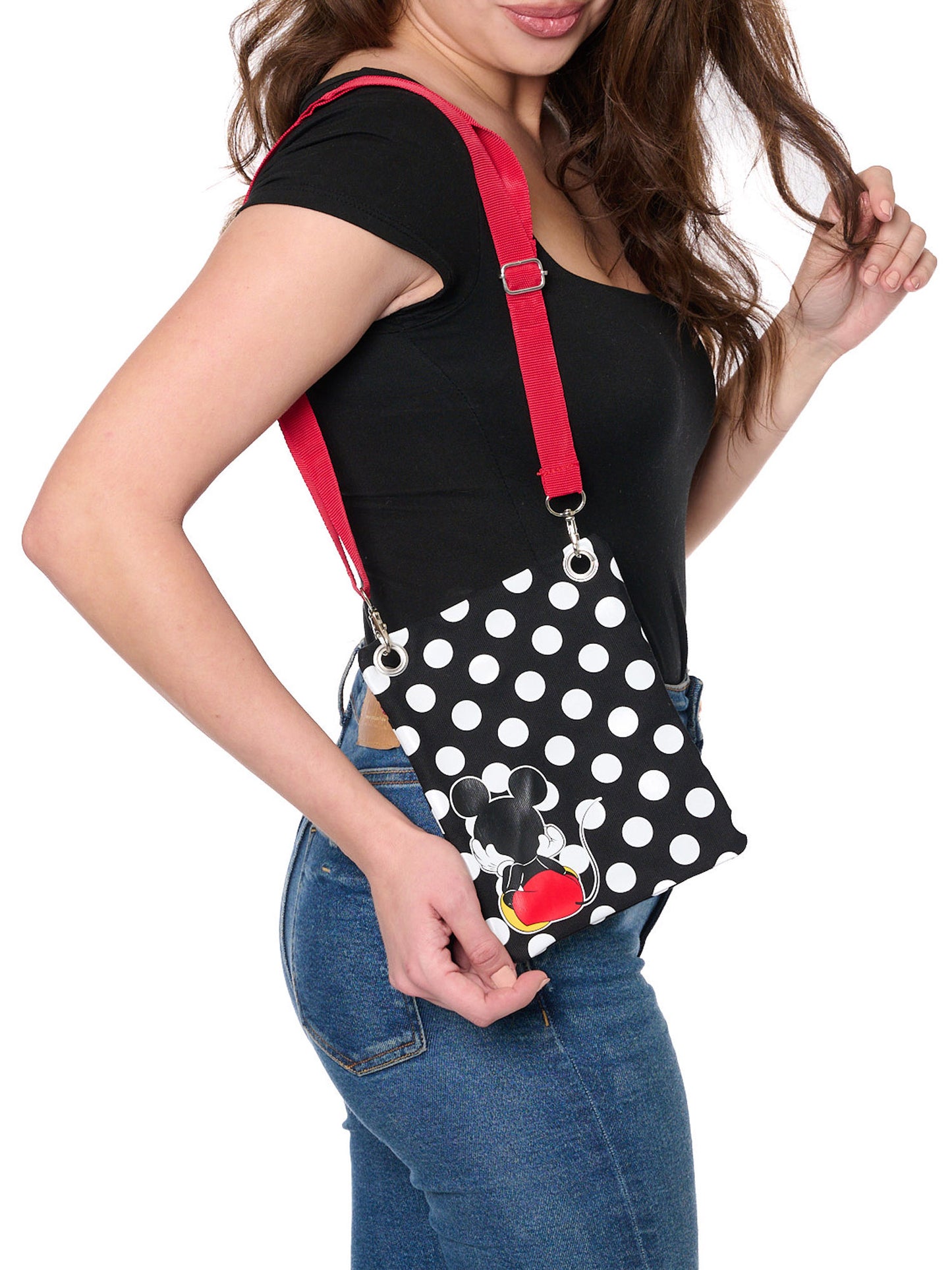 Disney Mickey Mouse Passport Bag Crossbody Purse Travel Black White