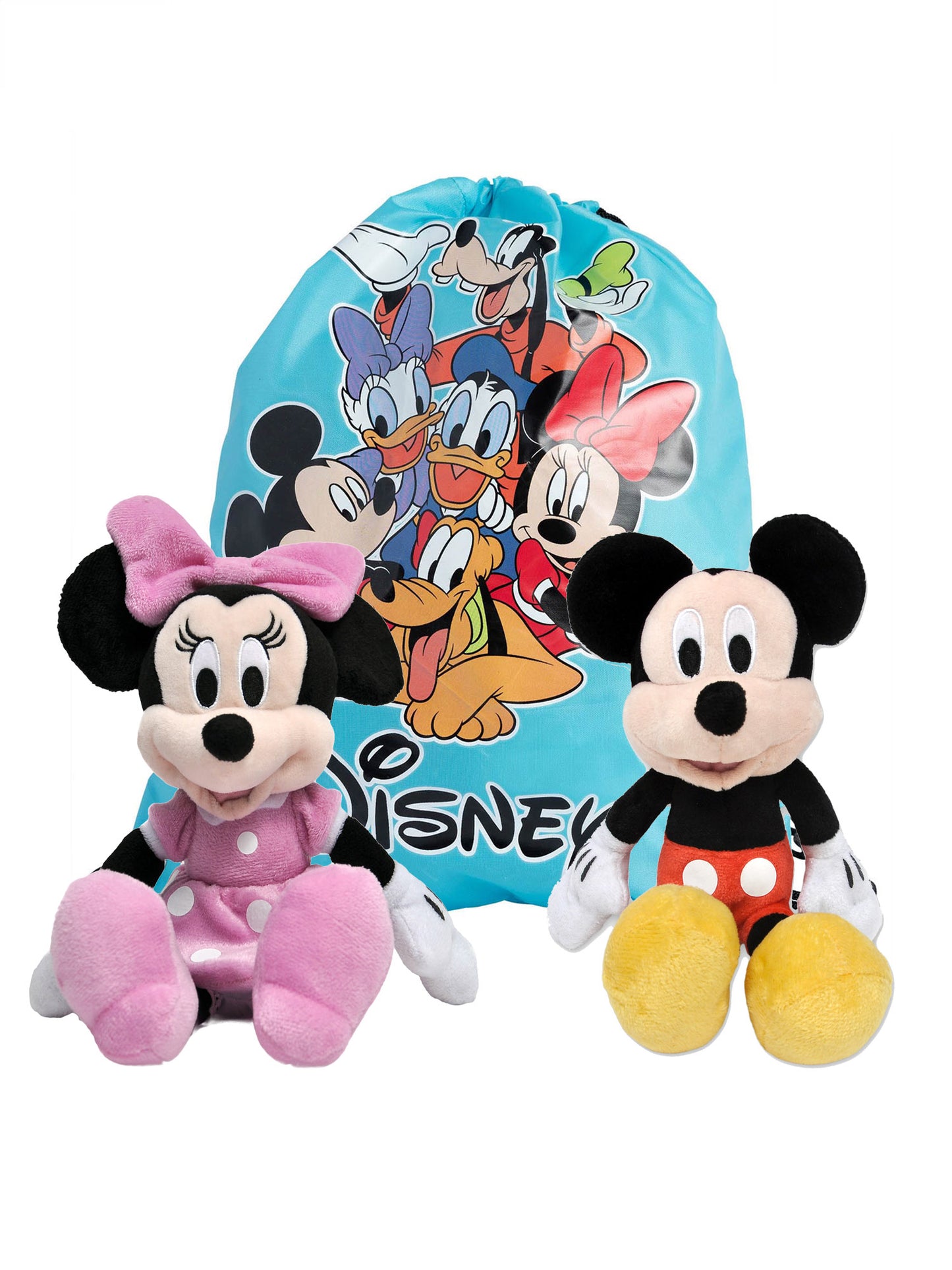 Mickey & Minnie Mouse Plush Stuffed Dolls 11" w/ Sling Bag 3-Piece Set Disney