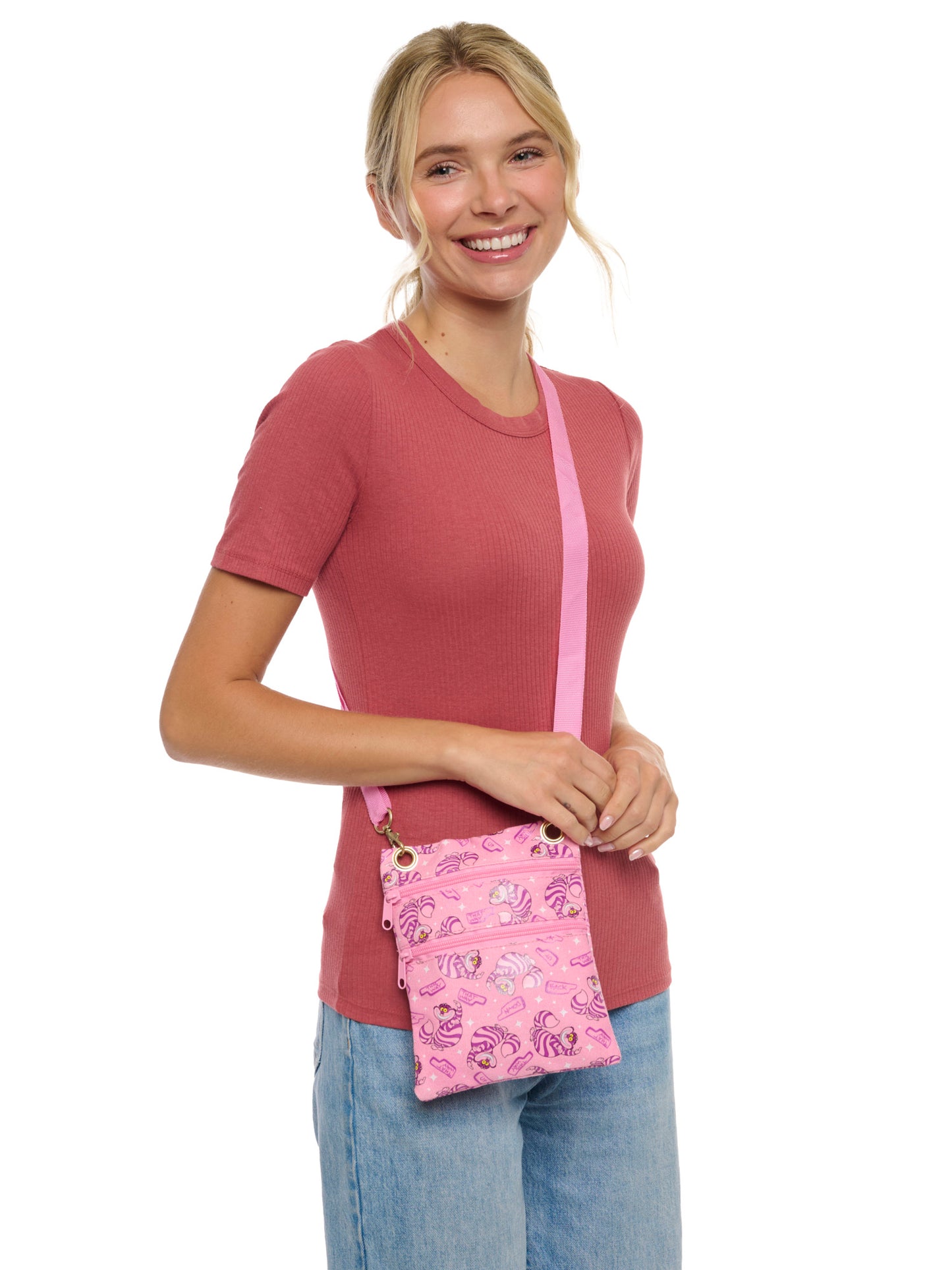 Disney Cheshire Cat Passport Bag Crossbody Purse Travel Alice in Wonderland