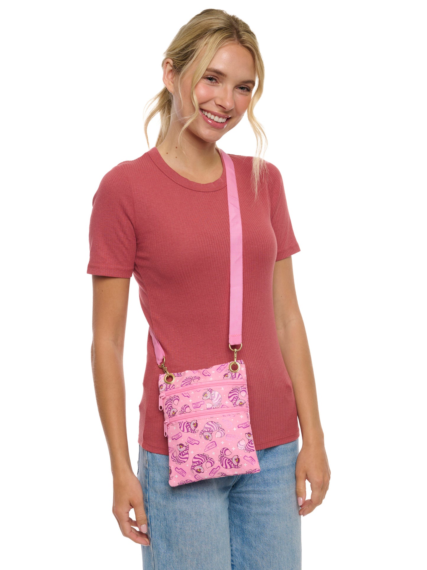 Disney Cheshire Cat Passport Bag Crossbody Purse Travel Alice in Wonderland